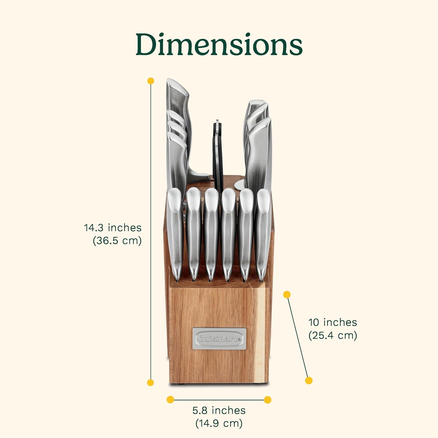 15-Piece Stainless Steel Knife Set with Acacia Block