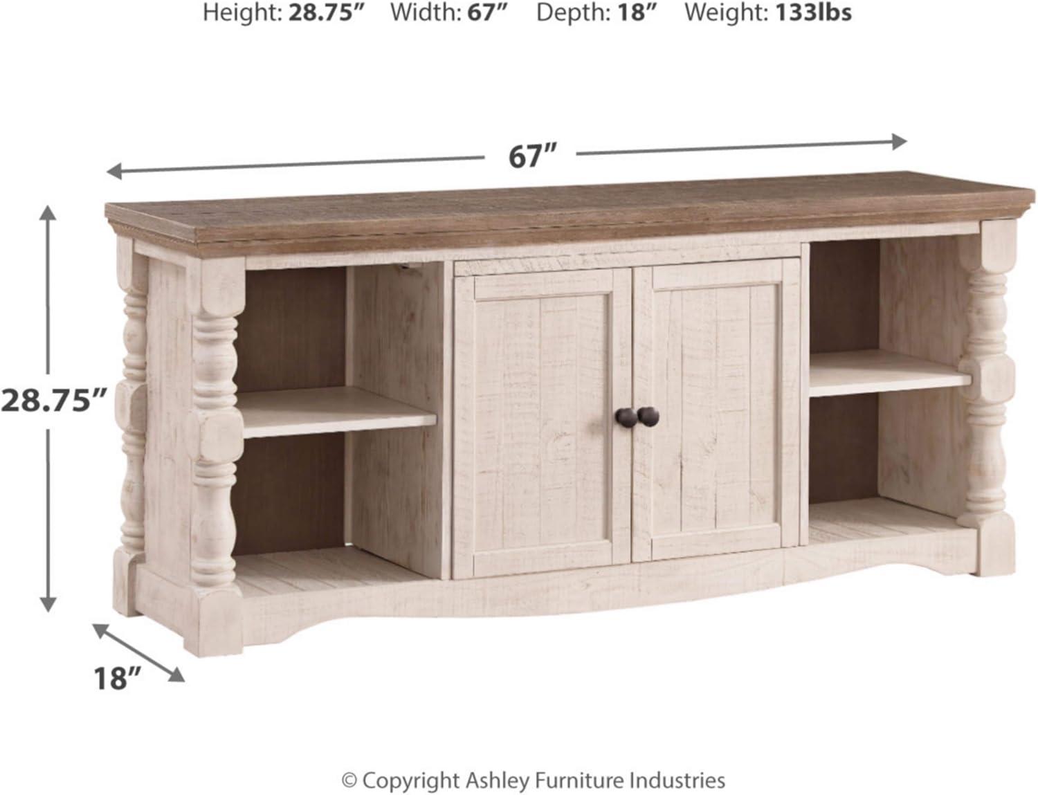 Havalance TV Stand for TVs up to 67" White - Signature Design by Ashley: Modern Farmhouse Media Console with Cable Management