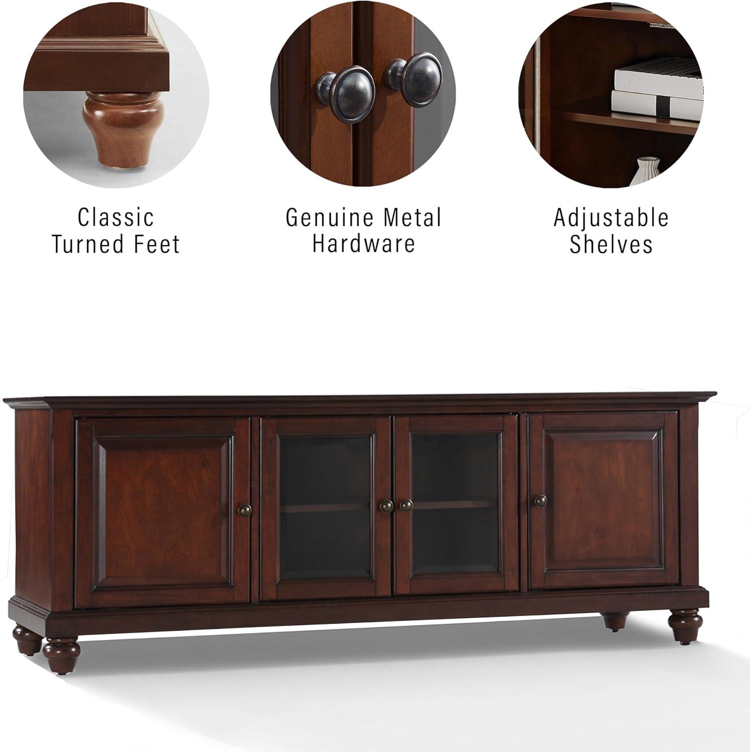 Cambridge TV Stand for TVs up to 60" Dark Red - Crosley: Entertainment Center with Adjustable Shelves & Cable Management