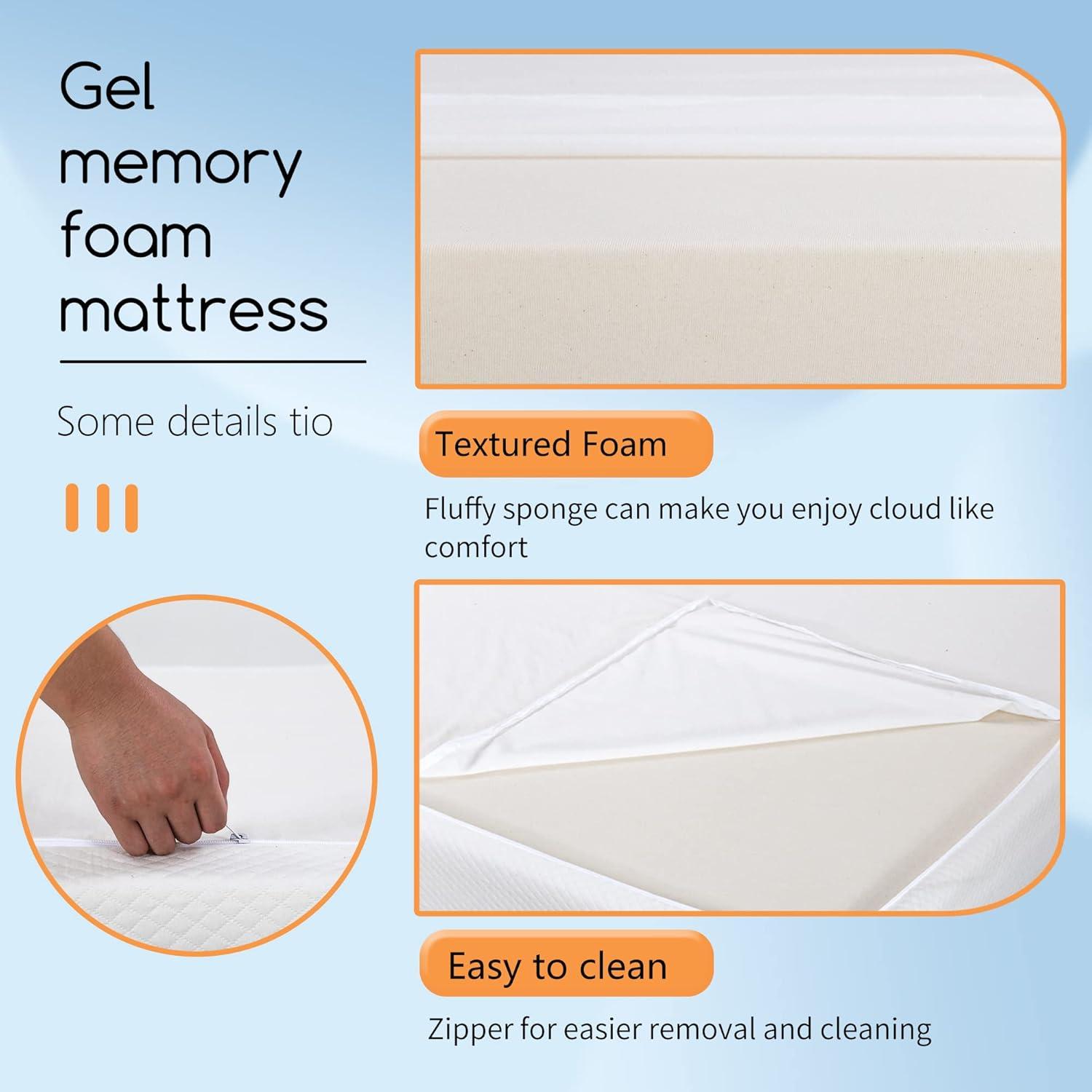 FDW 5 inch Mattress Gel Memory Foam Mattress for Cool Sleep & Pressure Relief/Bed-in-a-Box/Pressure Relieving