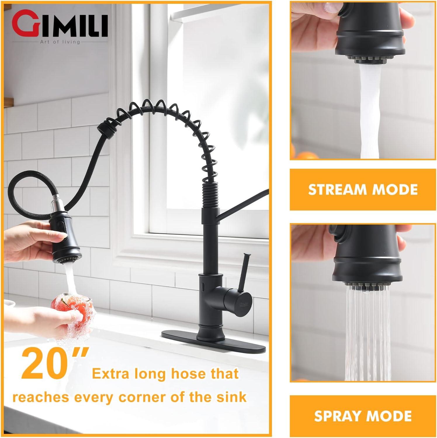 Matte Black Touchless Kitchen Faucet with Pull Down Sprayer