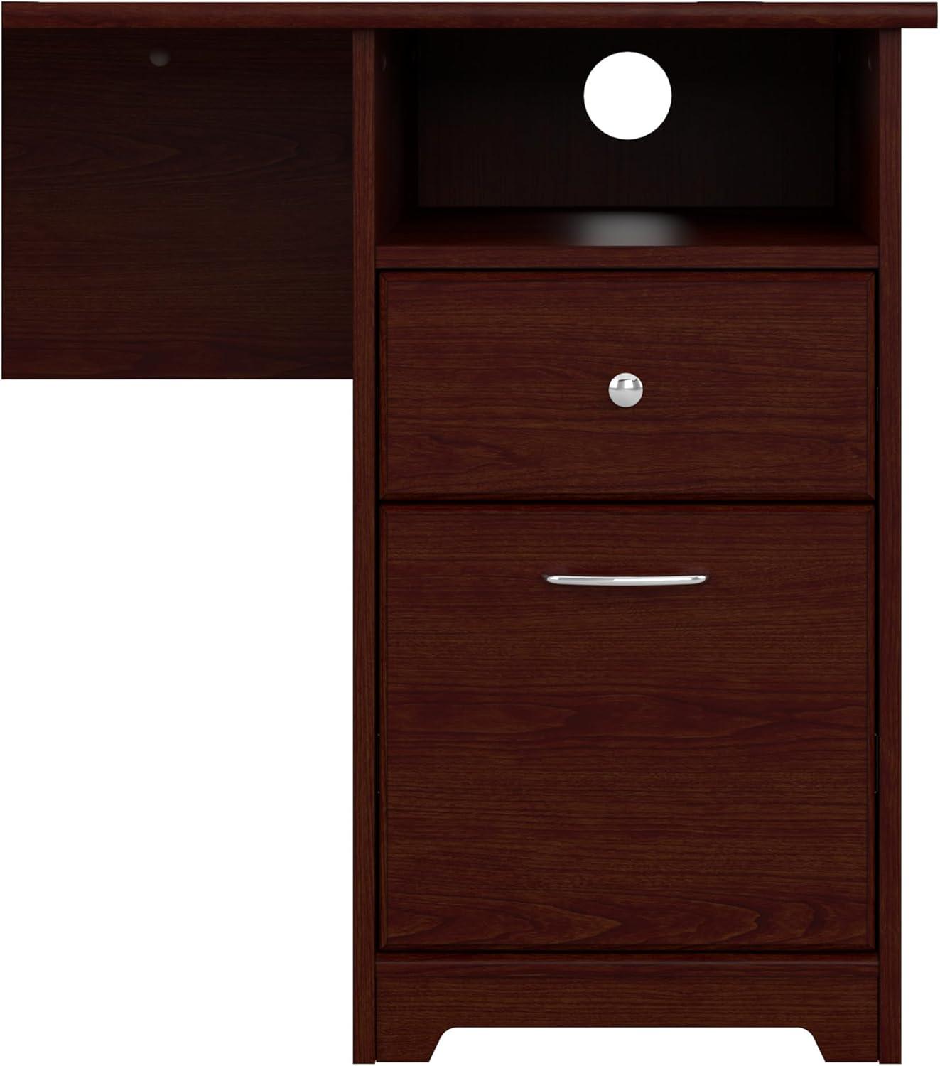 Bush Furniture Cabot 60" L Desk and Hutch with Storage, Harvest Cherry