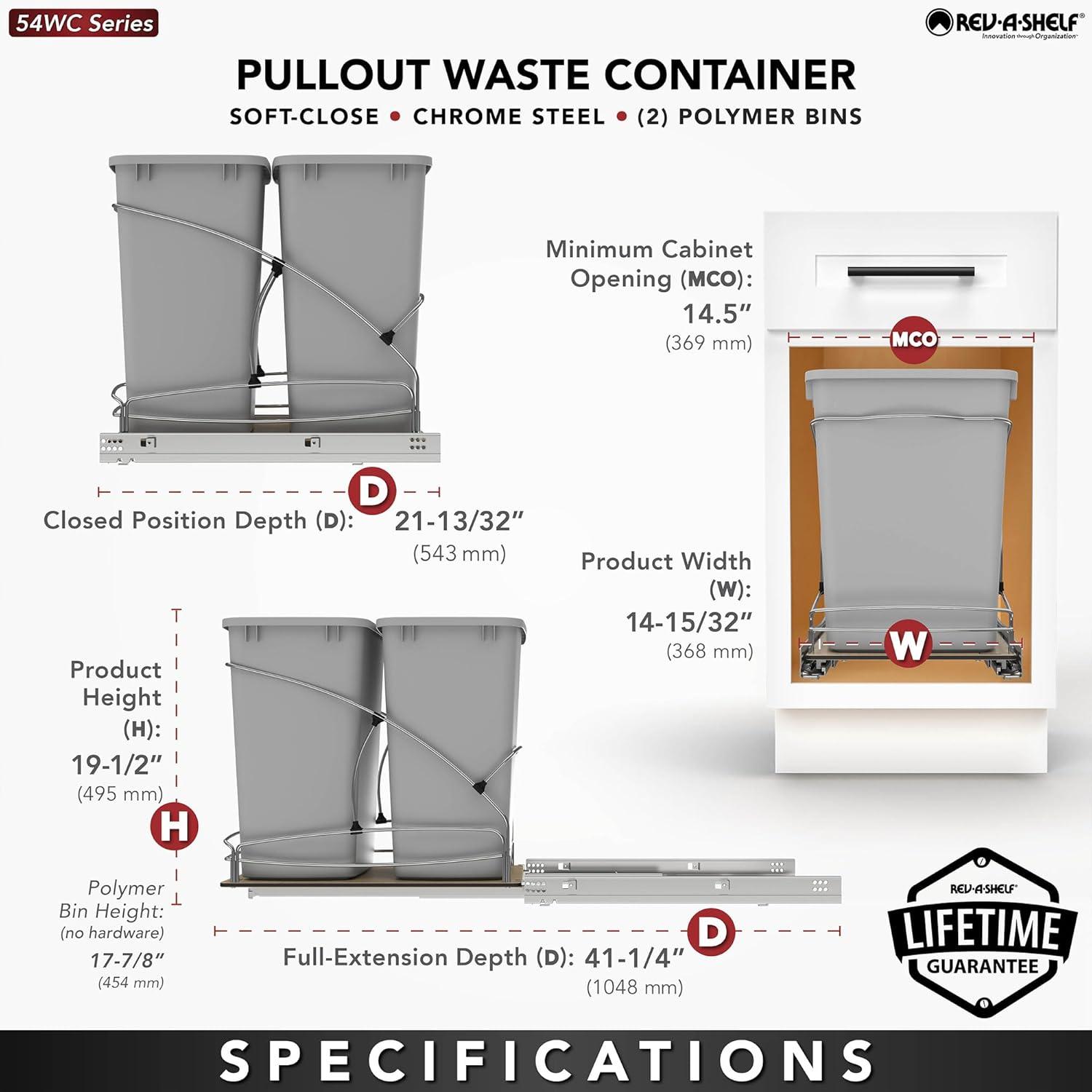 Rev-A-Shelf Rev-A-Shelf Double 27 qt. Pullout Trash Containers