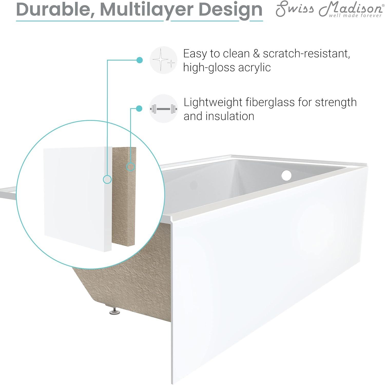 Claire 60" x 32" Alcove Tub with Corner Apron