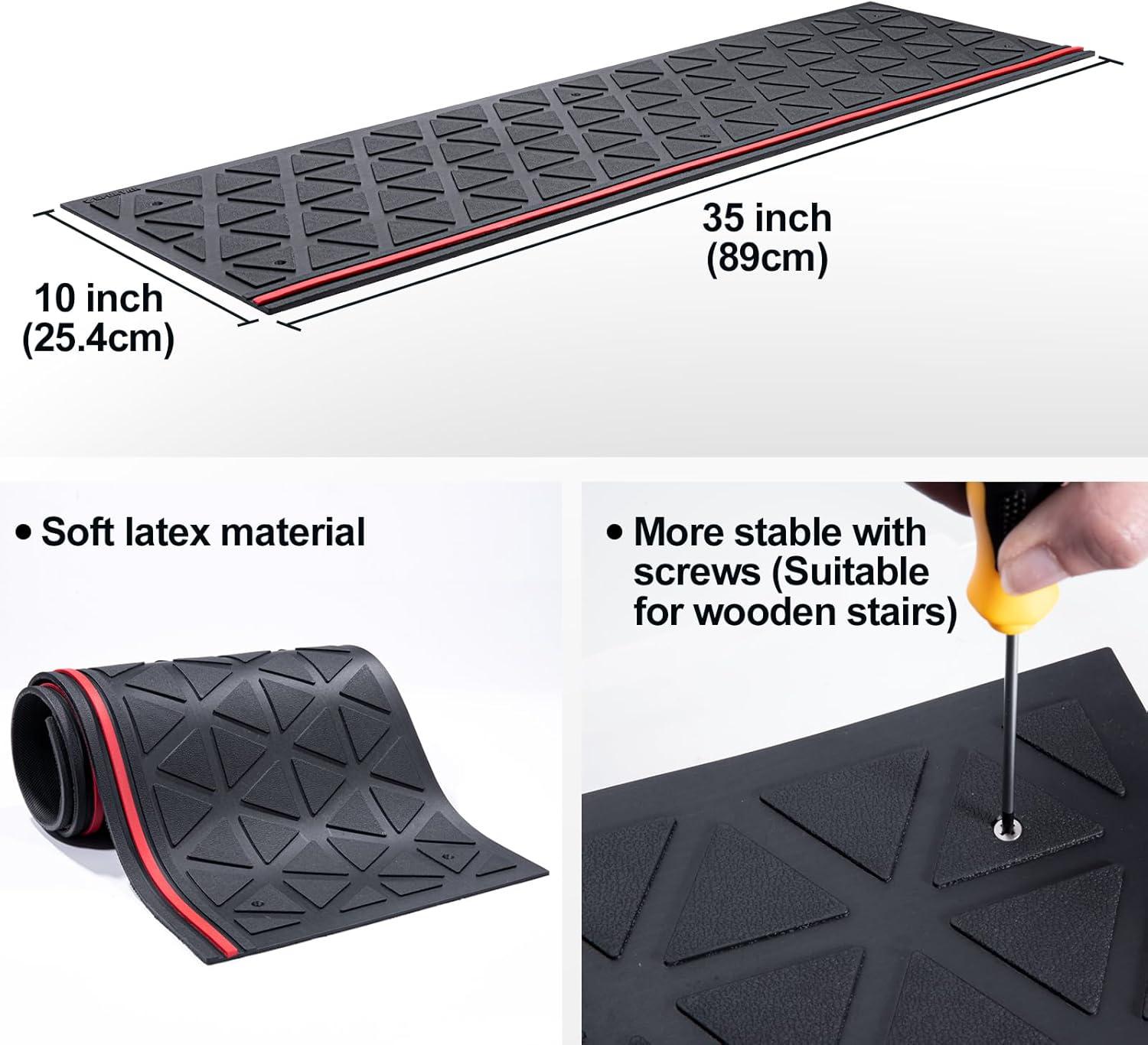 George Oliver 5 Pieces Outdoor Stair Treads Non-Slip, Heavy Duty Step Mats
