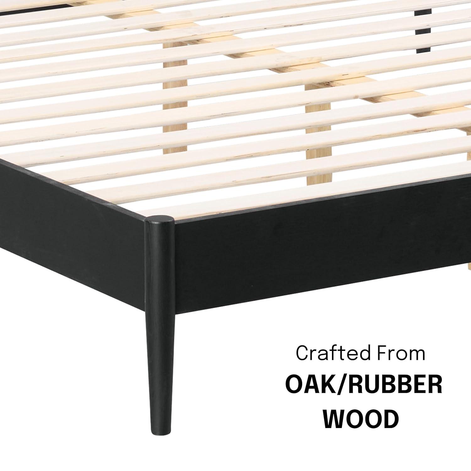 NTC Lupin Solid Wood Bed Frame with Headboard and Silent Slats, 1000 lbs Capacity Bed Frame