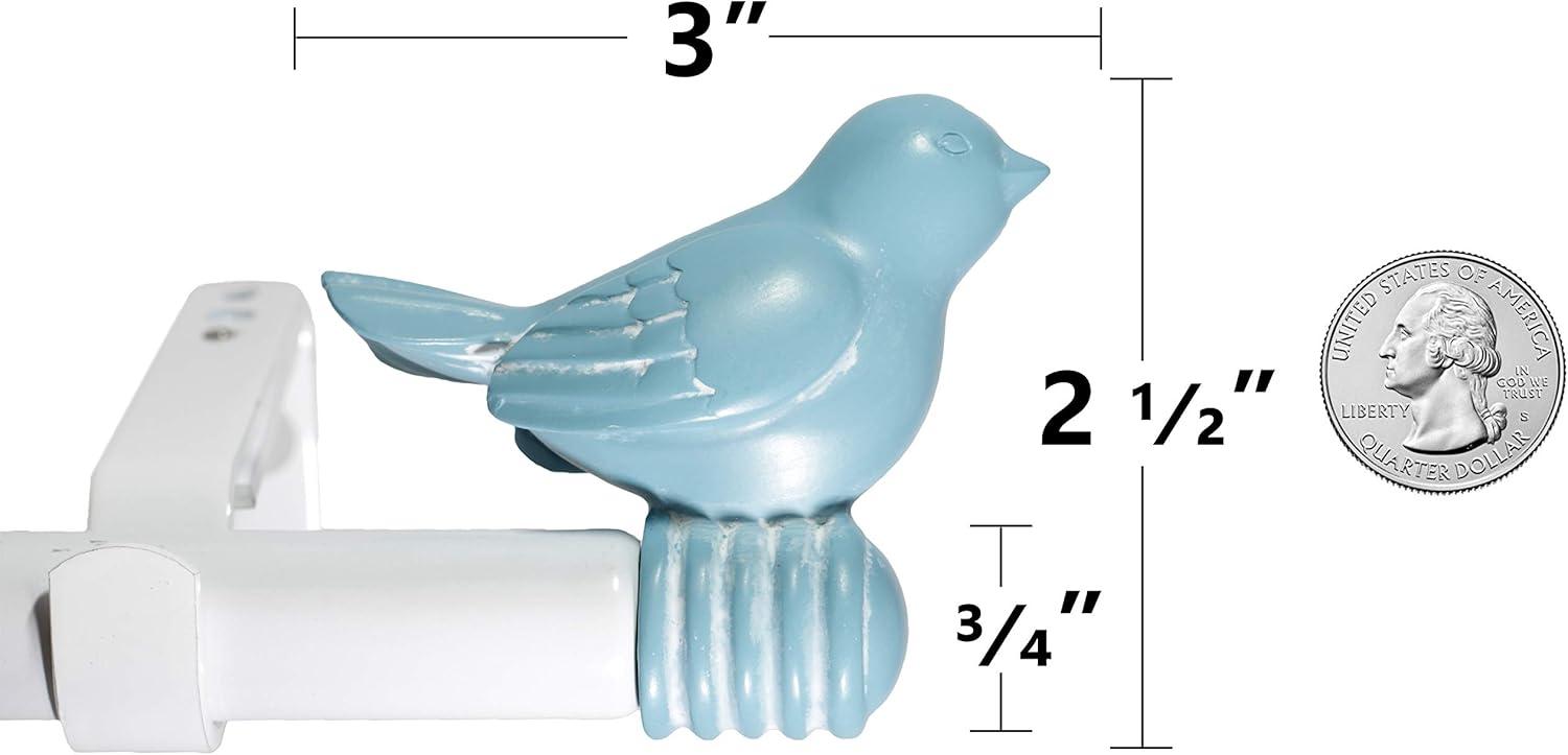 Urbanest 3/4" Bird Adjustable Curtain Rod, 28" to 48", Blue With White Rod