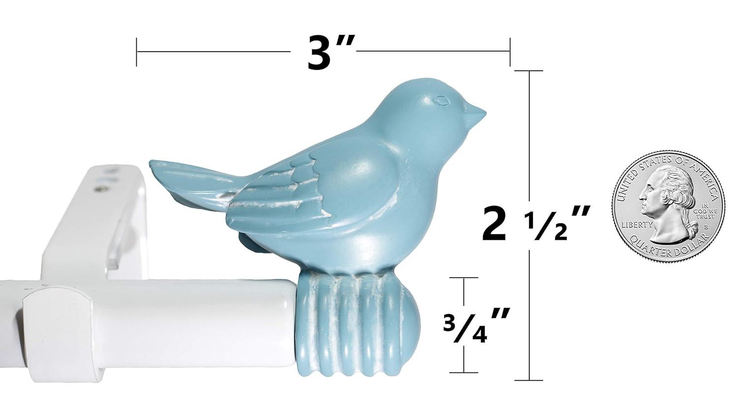 Urbanest 3/4" Bird Adjustable Curtain Rod, 28" to 48", Blue With White Rod