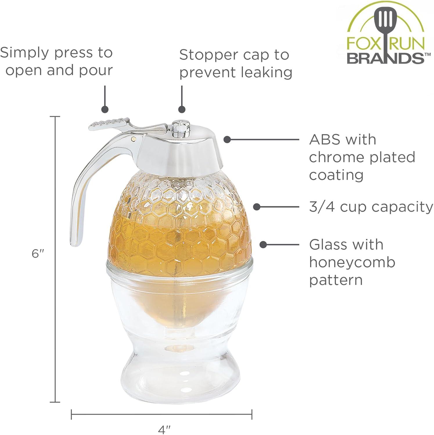 Clear Glass Honey and Syrup Dispenser with Warming Base