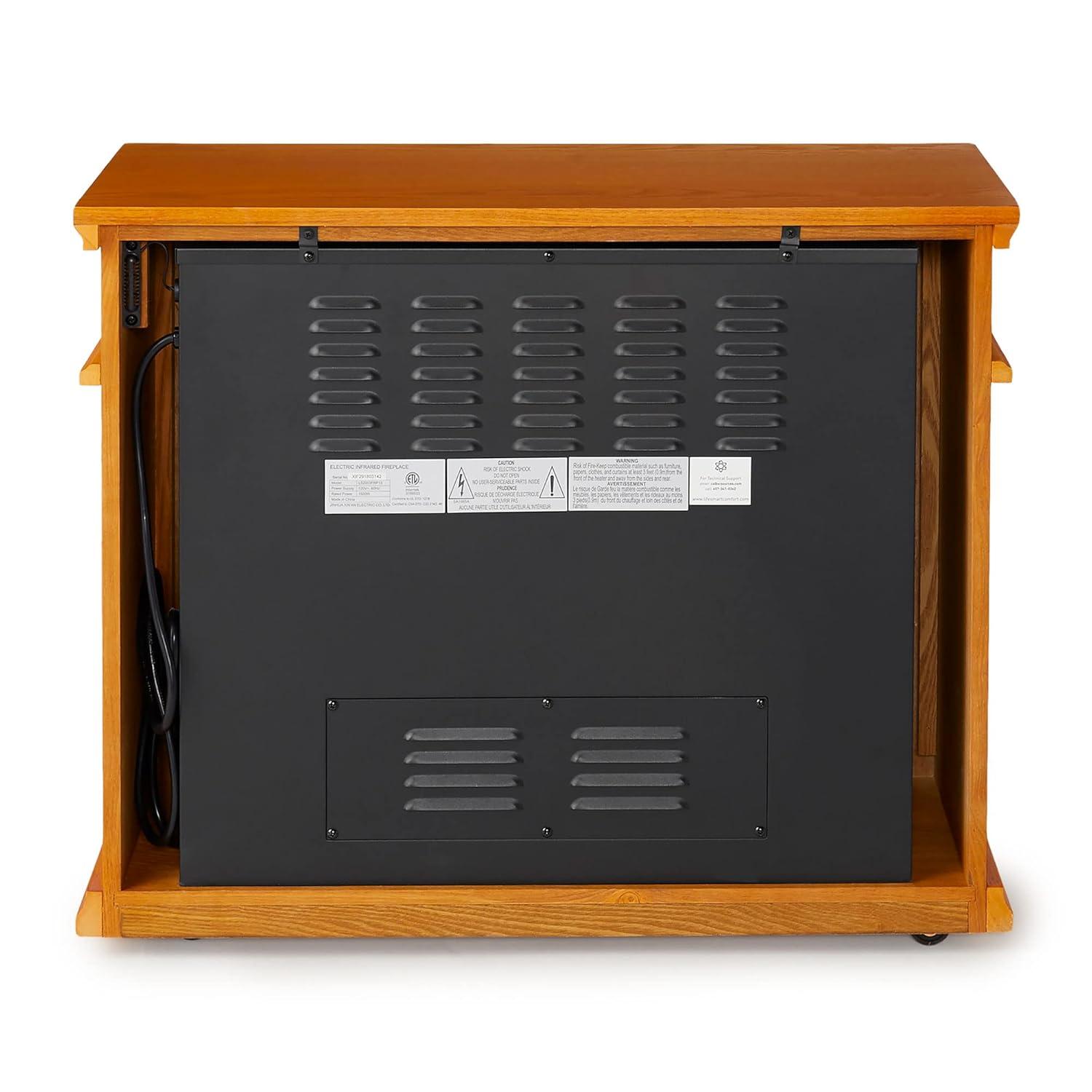 Lifesmart LifeSmart LifePro 1500W Portable Electric Infrared Quartz Indoor Fireplace, Oak