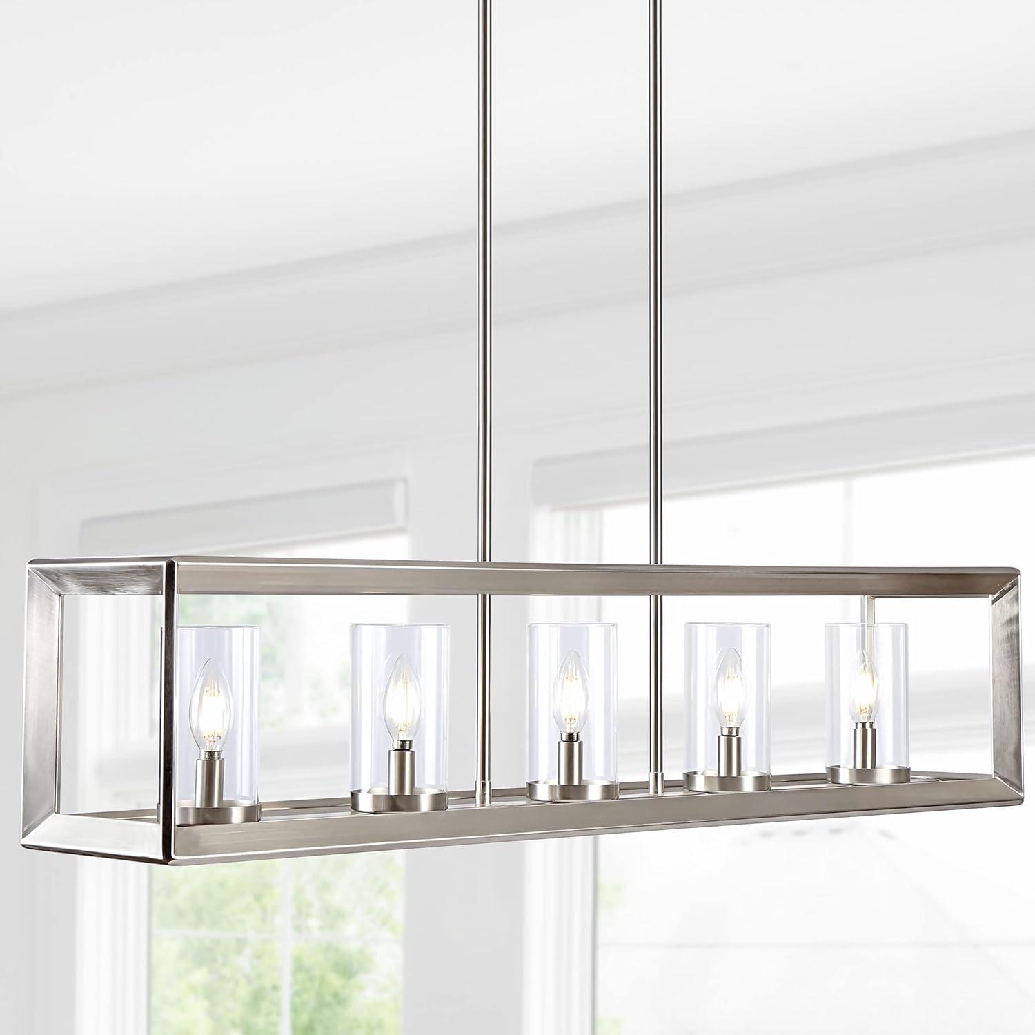 JONATHAN Y Anna Linear 5-light Metal/Glass LED Pendant