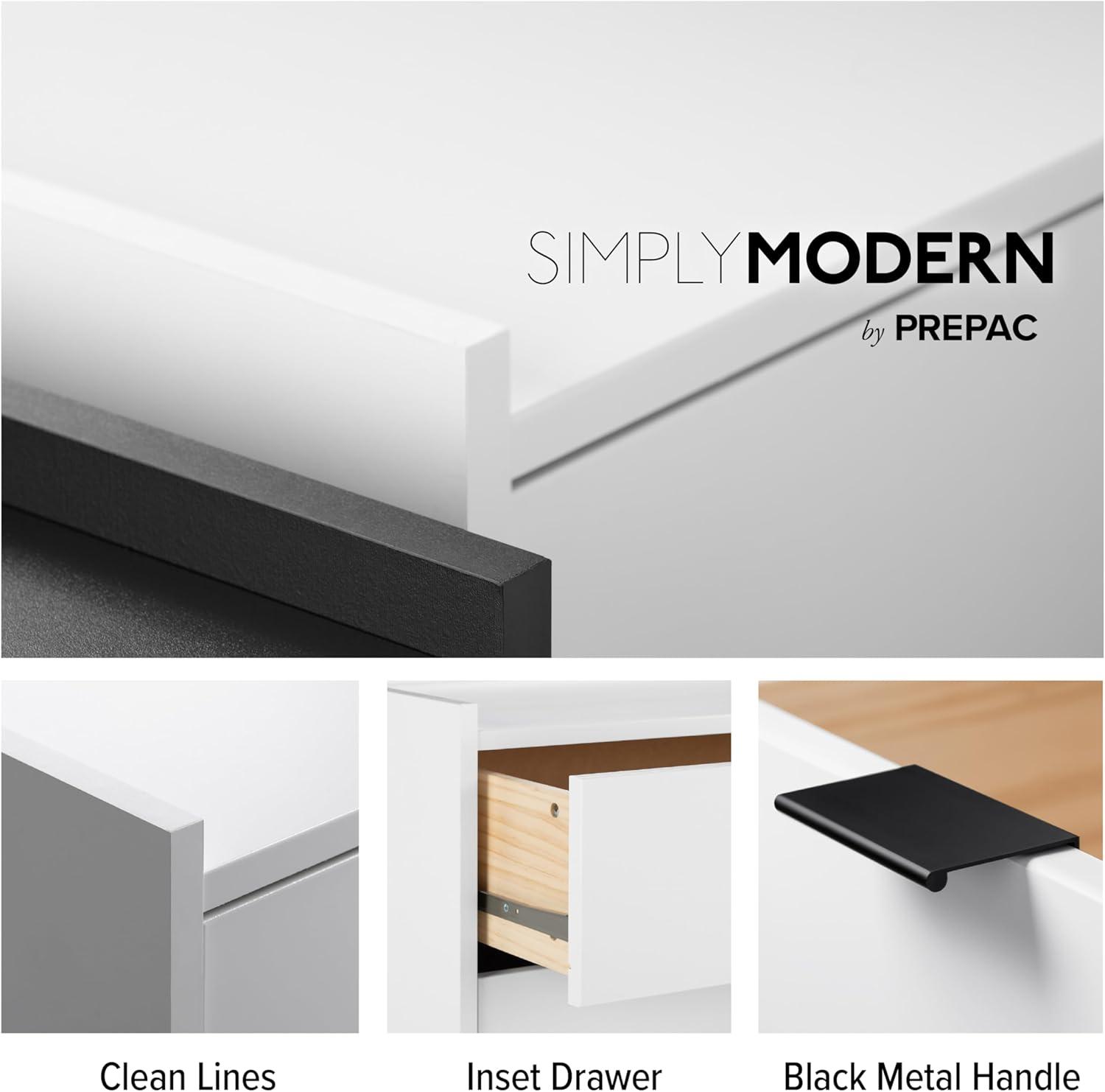 Prepac 23.75" Wide Simply Modern 2 Drawer Nightstand White