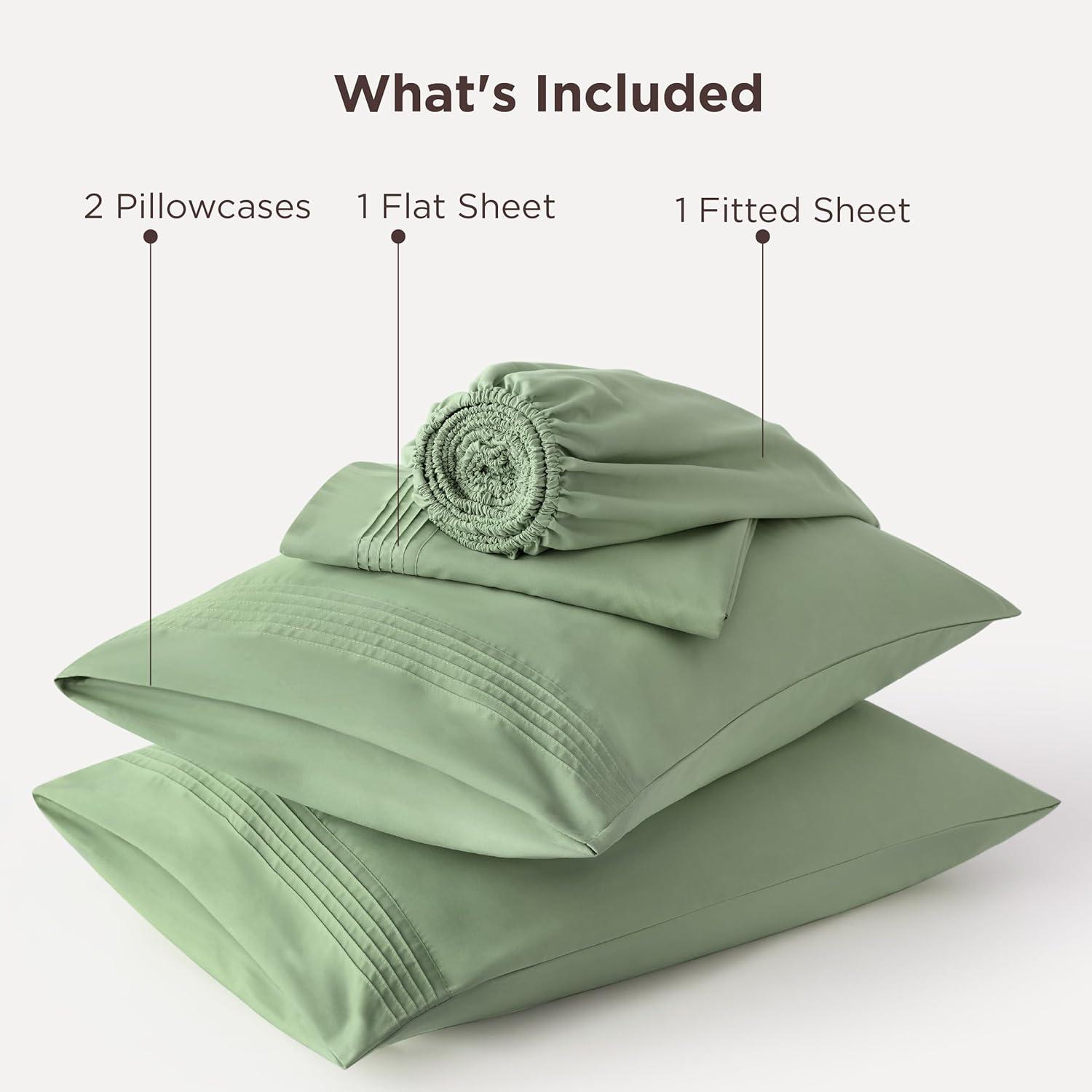 Bedsure Deep Pocket Queen Sheets Set - Fits Mattresses Up to 21 Inches Thick - 4 Piece GentleSoft Bed Sheets, Moisture Wicking, Soft & Cooling Bedsheet & Pillowcases, Easy & Secure Fit, Sage Green