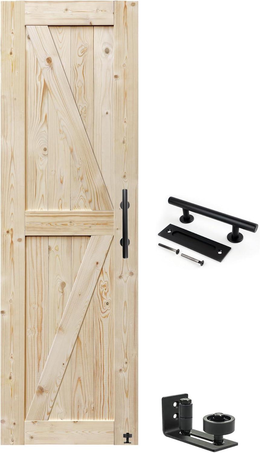 S&Z TOPHAND Barn Door, Unfinished British Brace Barn Door/Country Style/Solid Wood/Sliding Door/Durable
