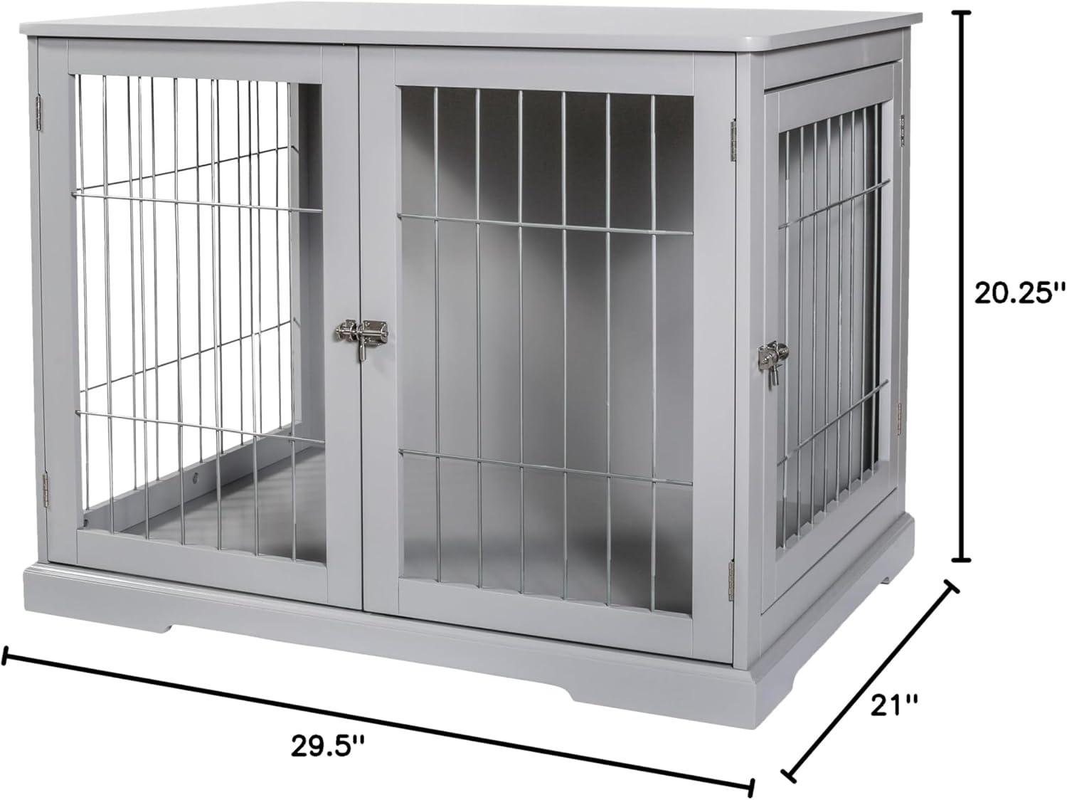 TRIXIE 29.5" Dog Crate, Indoor Crate Table for Dogs Up to 25 lb, Small Dog Kennel, Gray