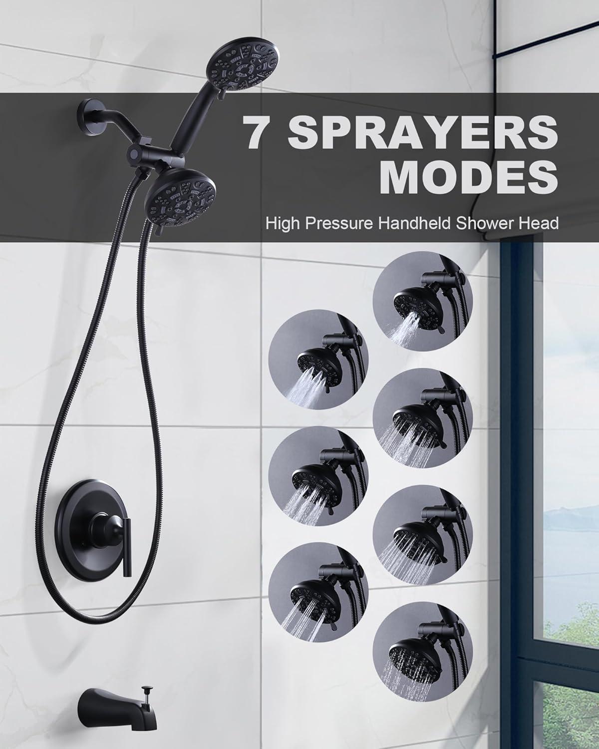 Matte Black Multi-Function Handheld Shower Faucet Set