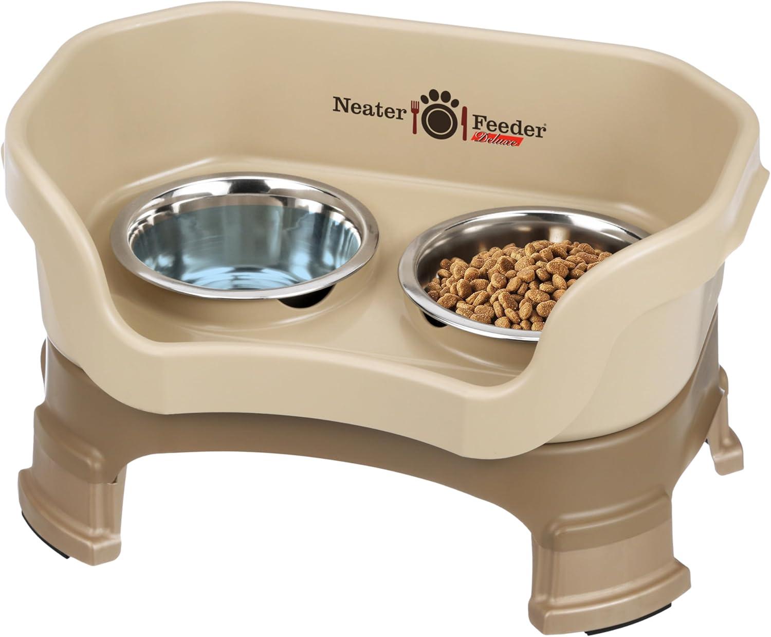 Neater Pets Neater Feeder Deluxe With Leg Extensions Mess-Proof Elevated Food & Water Bowls for Cats, Cappuccino