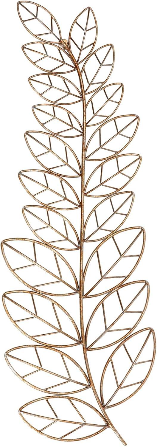 Brewster Eber Leaves Metal Wall Art: Iron Fern Sculpture, Copper Patina Finish, 33" Wide