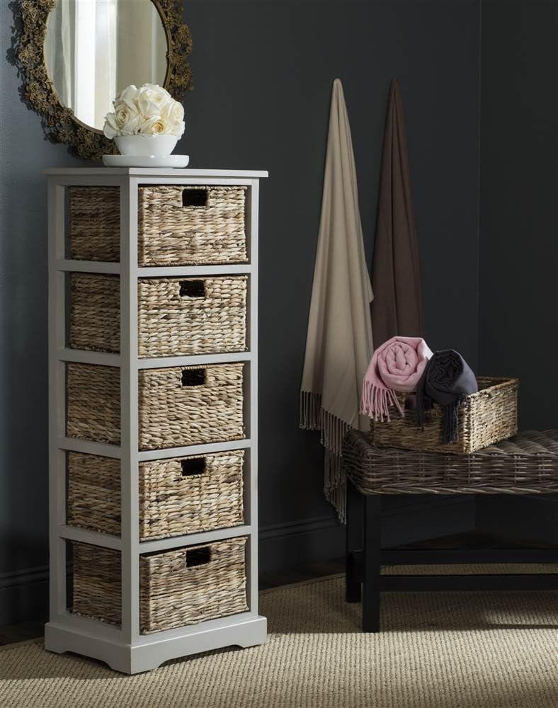 Vedette 5 Wicker Basket Storage Tower - Safavieh