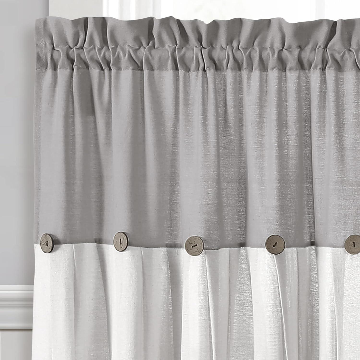 Lush Decor Linen Button Cotton Blend Tailored 29'' W Cafe Curtain (Set of 2)