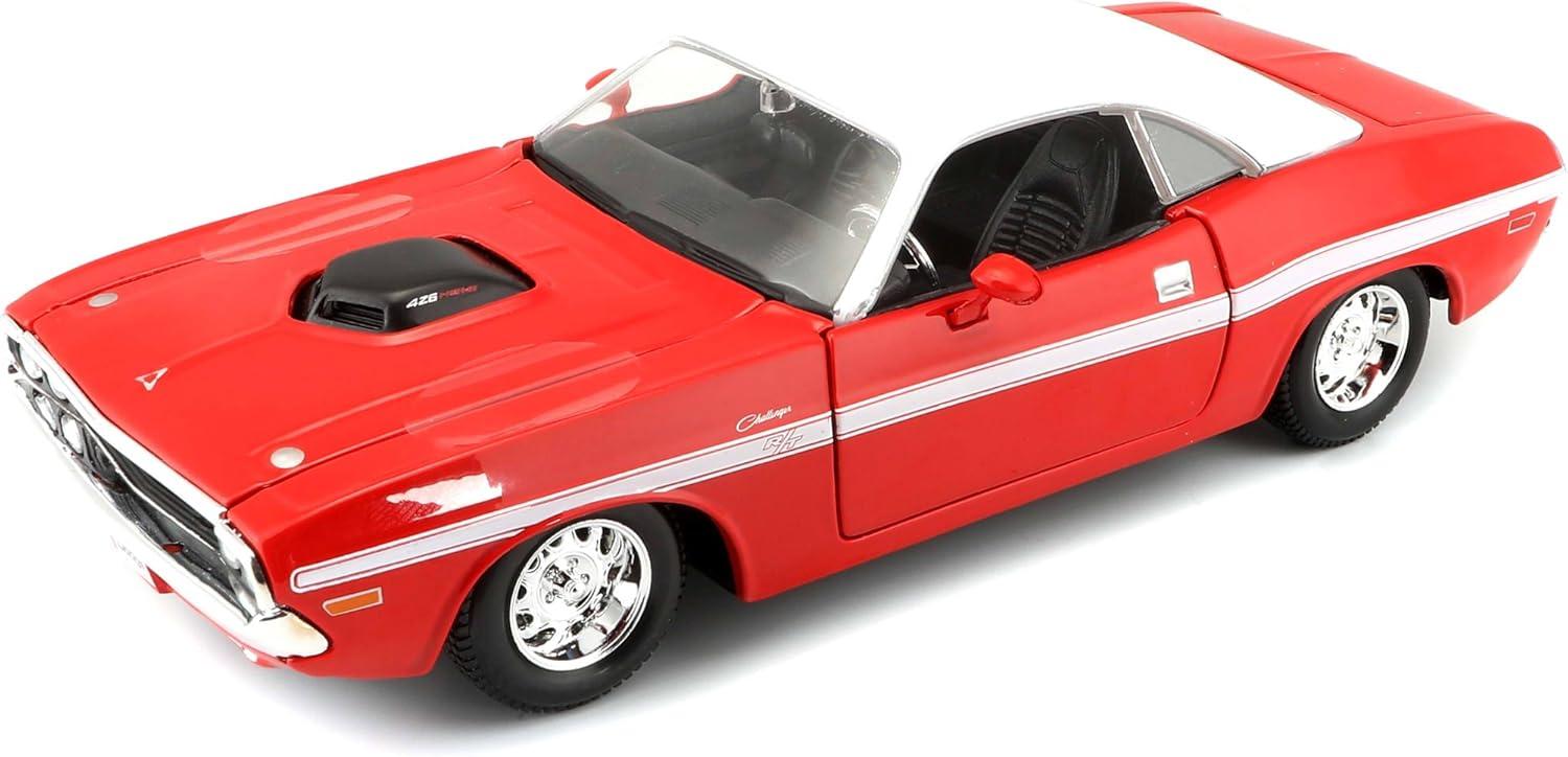 Red and White 1:24 Diecast 1970 Dodge Challenger Model Car