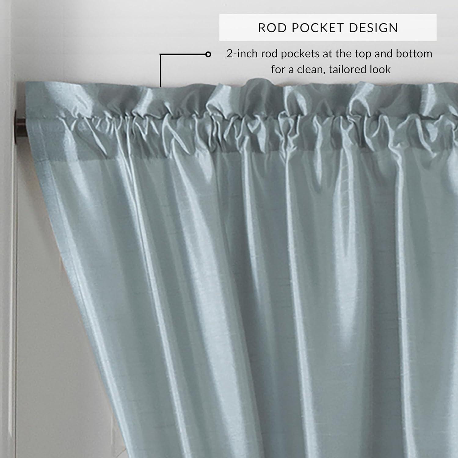 Colette Faux Silk French Door Single Window Panel - 54" x 72" - Mineral Blue - Elrene Home Fashions