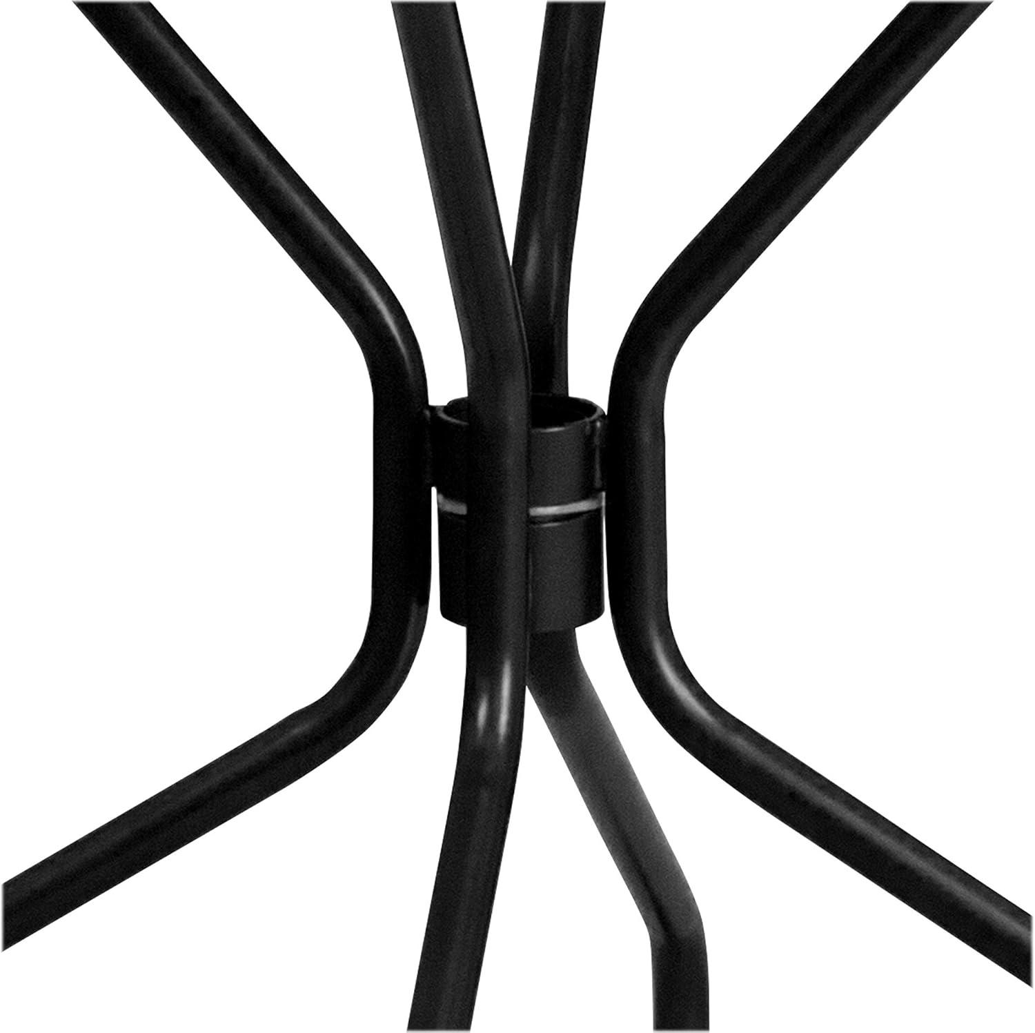 Flash Furniture Oia Commercial Grade 35.25" Round Black Indoor-Outdoor Steel Patio Table with Umbrella Hole