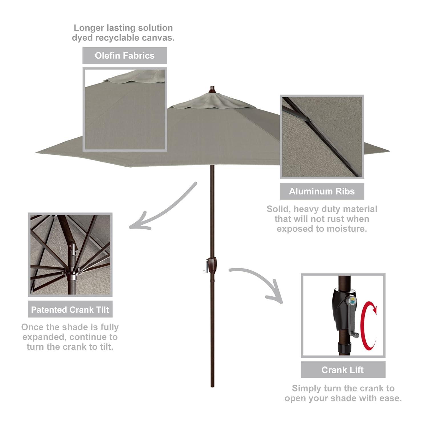 CASA SERIES 9FT CRANK LIFT AUTOTILT ALUM MARKET UMBRELLA IN WOVEN GRANITE OLEFIN