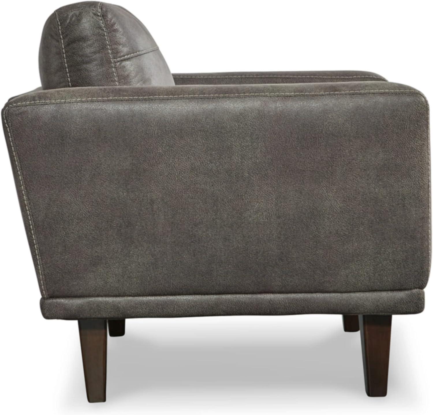 Contemporary Dark Gray Faux Leather 34" Accent Chair