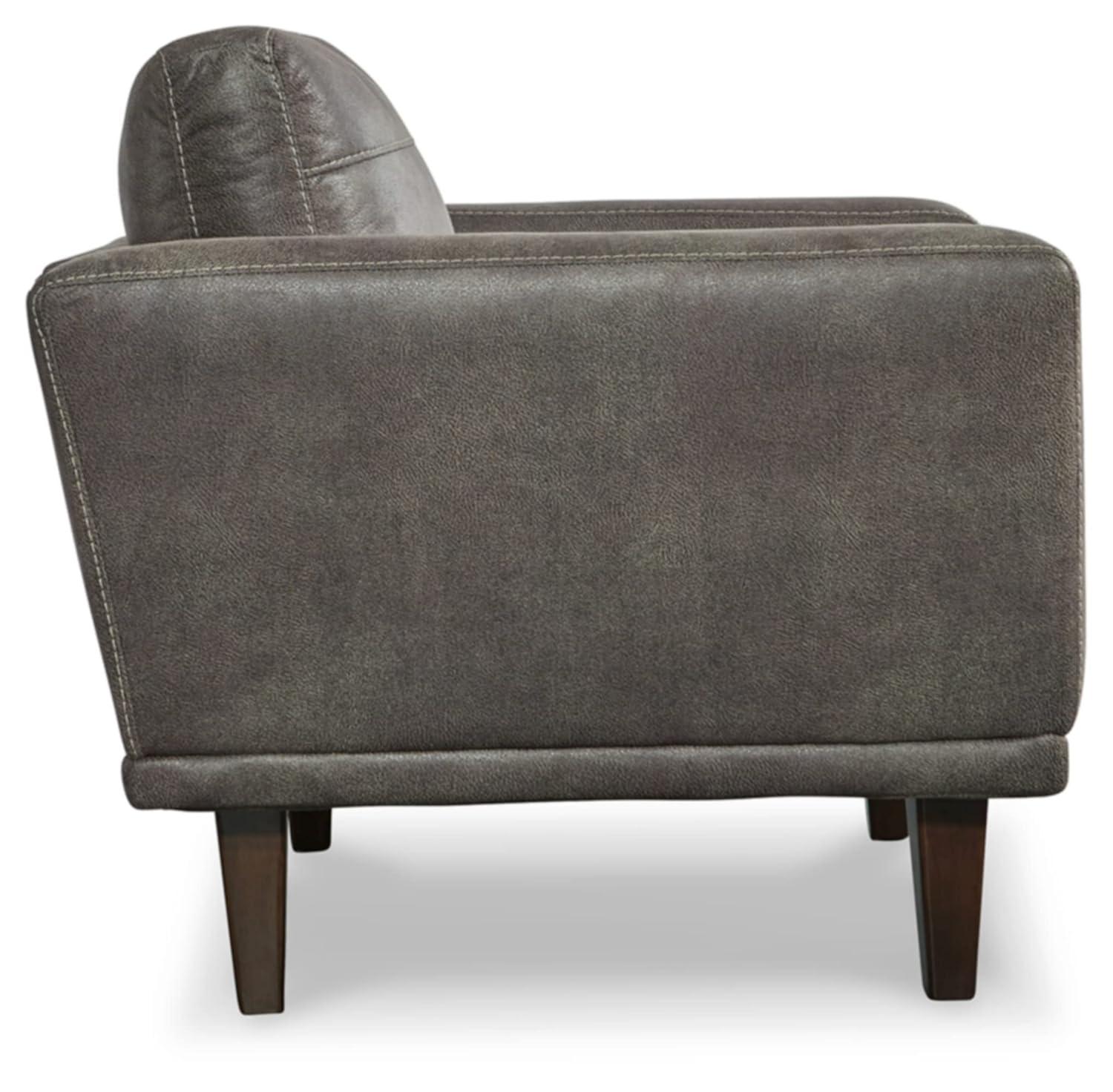 Contemporary Dark Gray Faux Leather 34" Accent Chair
