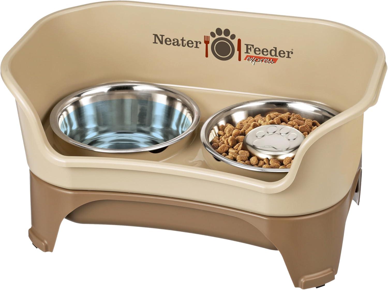 Cappuccino Elevated Stainless Steel Dog Feeder with Splash Guard