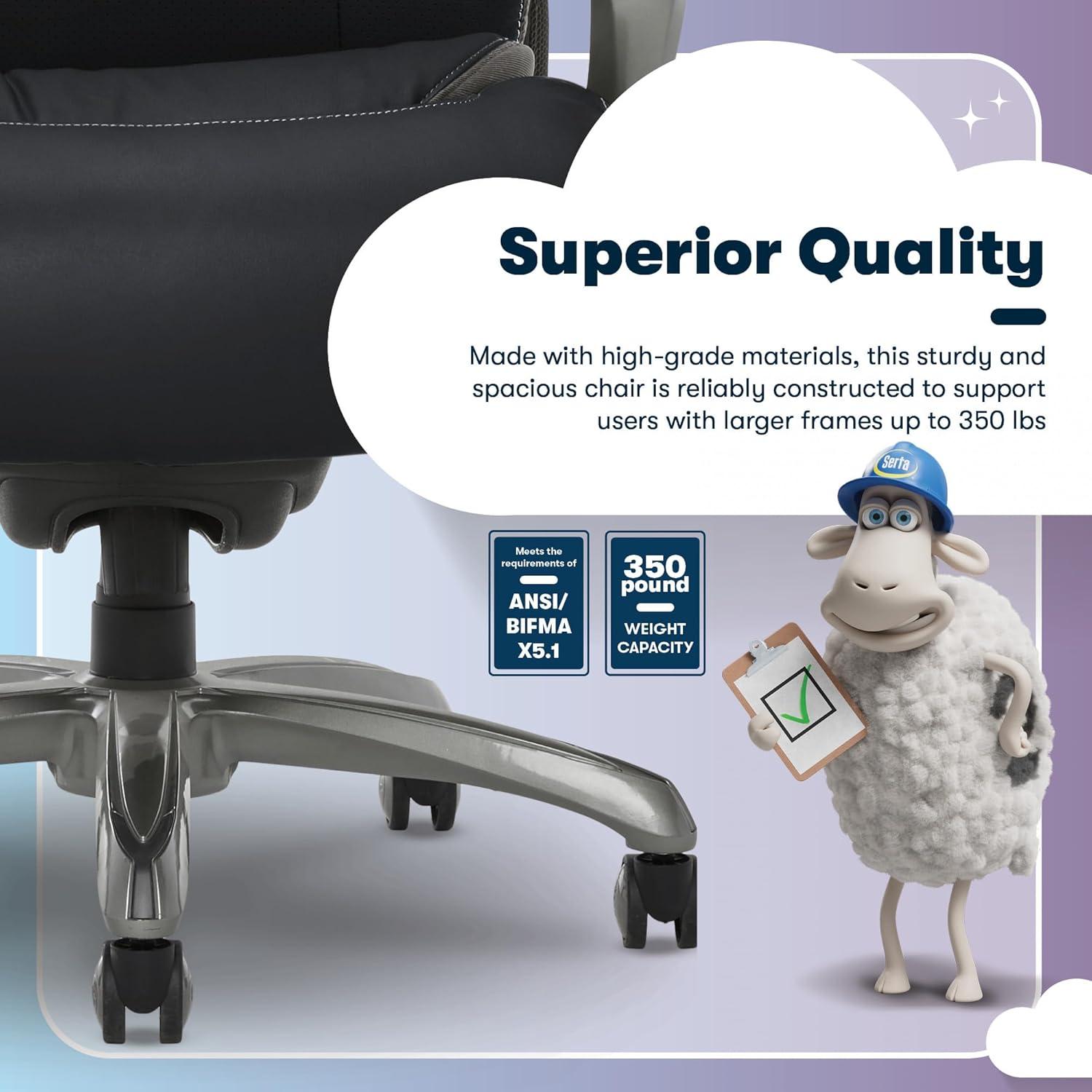 Serta Serta Jackson Big and Tall Executive Office Chair with AIR Technology and Smart Layers