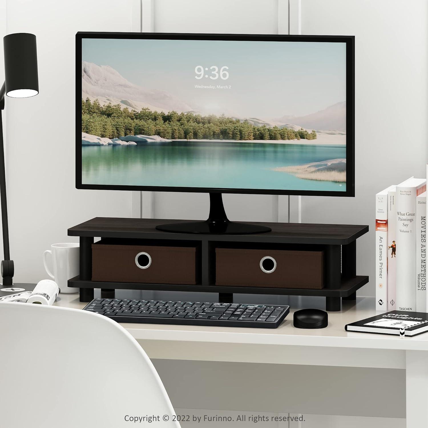 Furinno 17099EX-BK Turn-N-Tube Monitor Stand, Espresso & Black