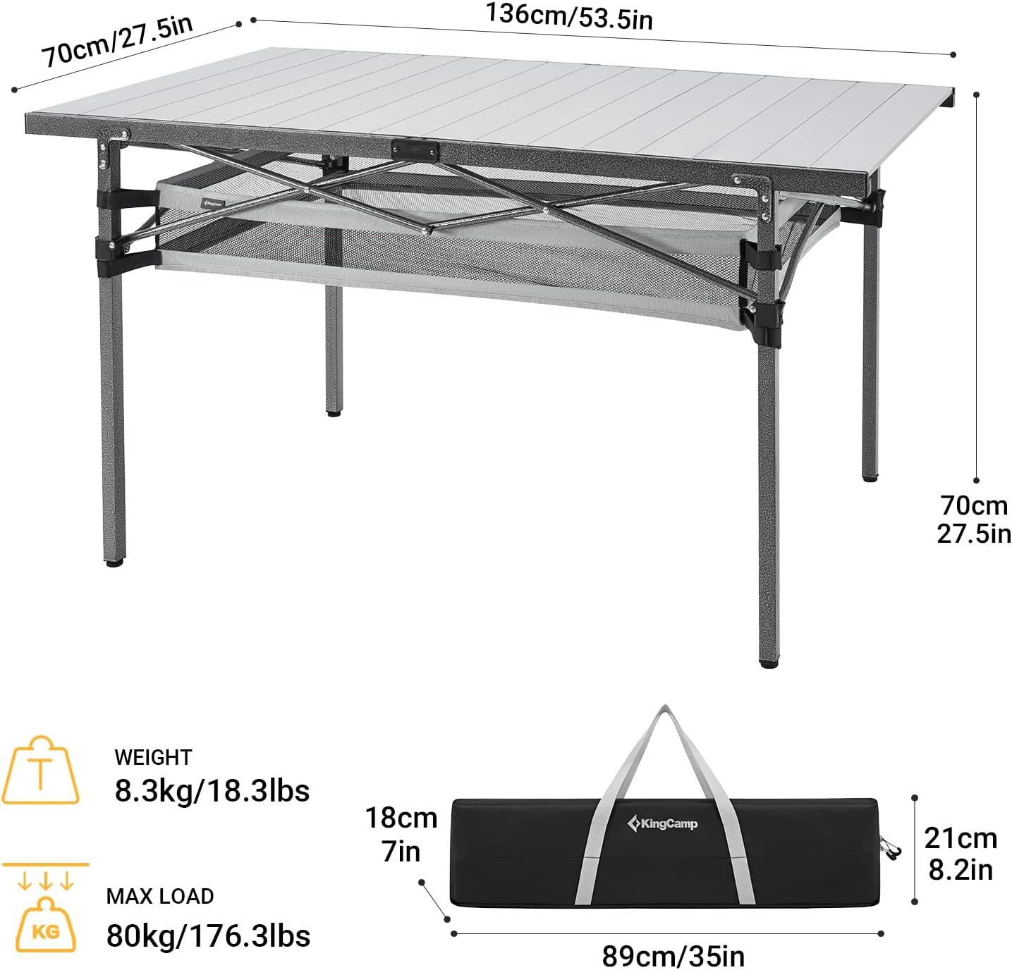 Compact Aluminum Folding Camping Table with Mesh Storage