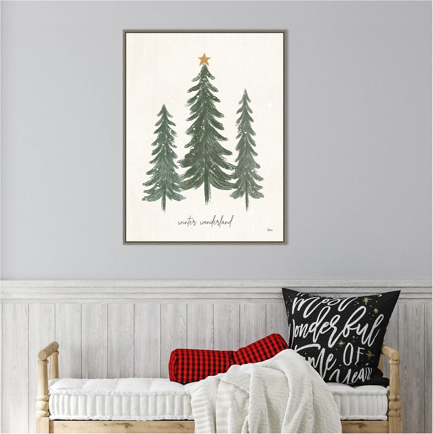 Amanti Art Woodland Christmas Trees by Veronique Charron Canvas Wall Art Print Framed 23 x 30-in.