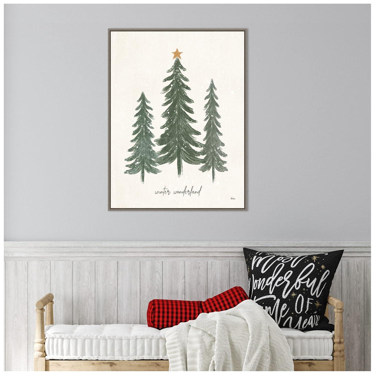 Amanti Art Woodland Christmas Trees by Veronique Charron Canvas Wall Art Print Framed 23 x 30-in.