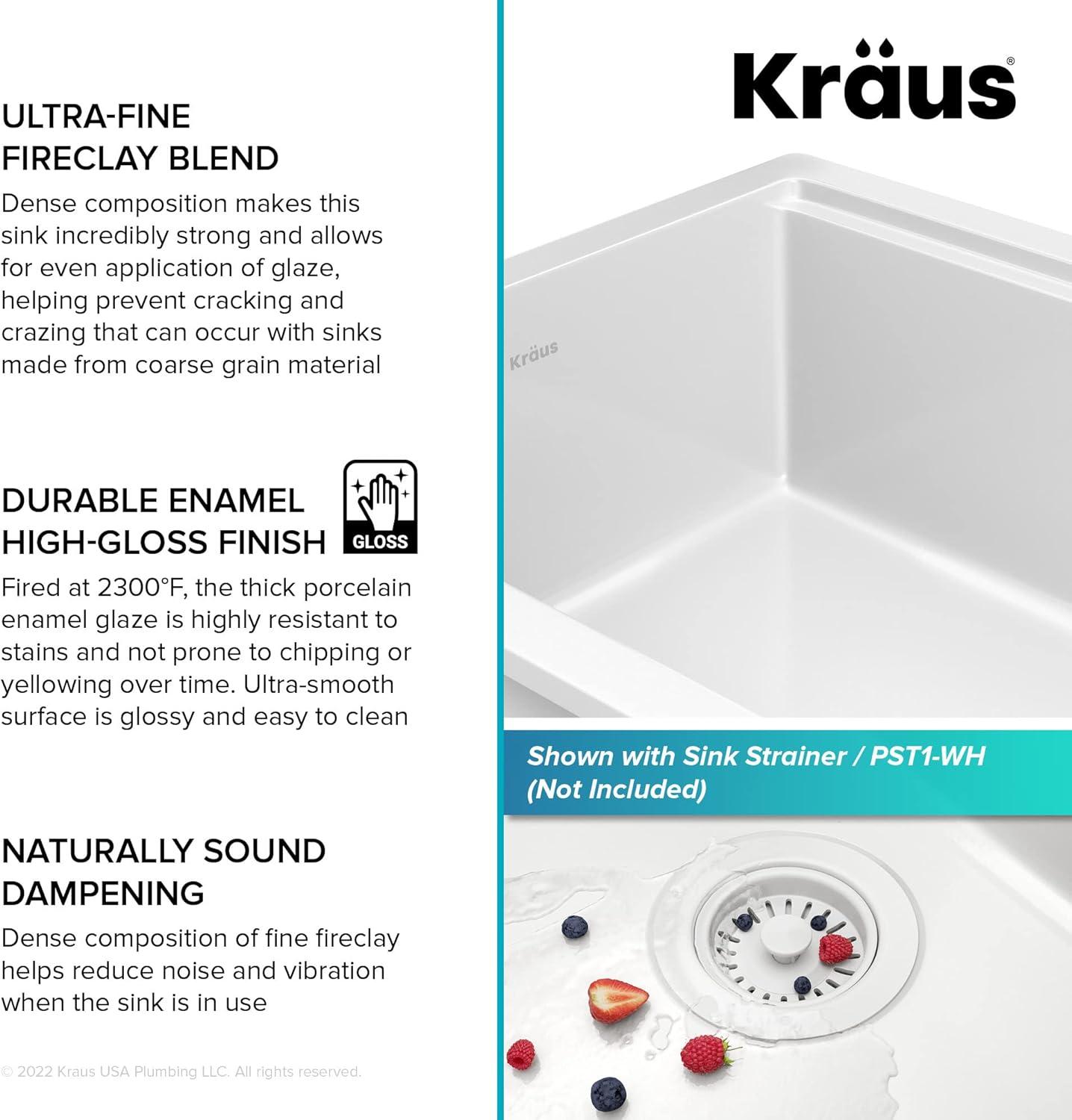 KRAUS Turino™ 33" L Farmhouse Reversible Apron Front Fireclay Single Bowl Kitchen Sink