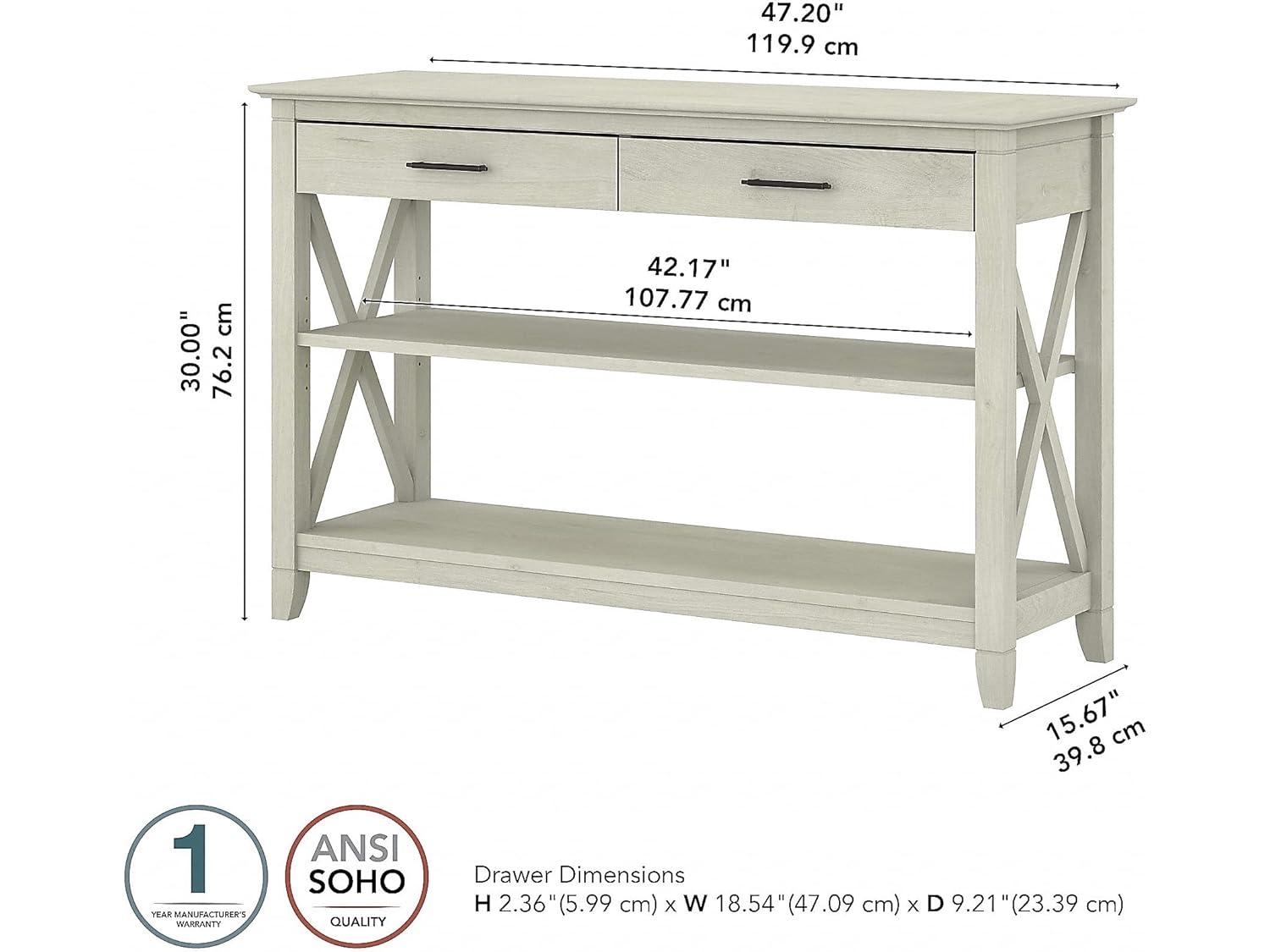 Bush Furniture Key West Console Table, Linen White Oak