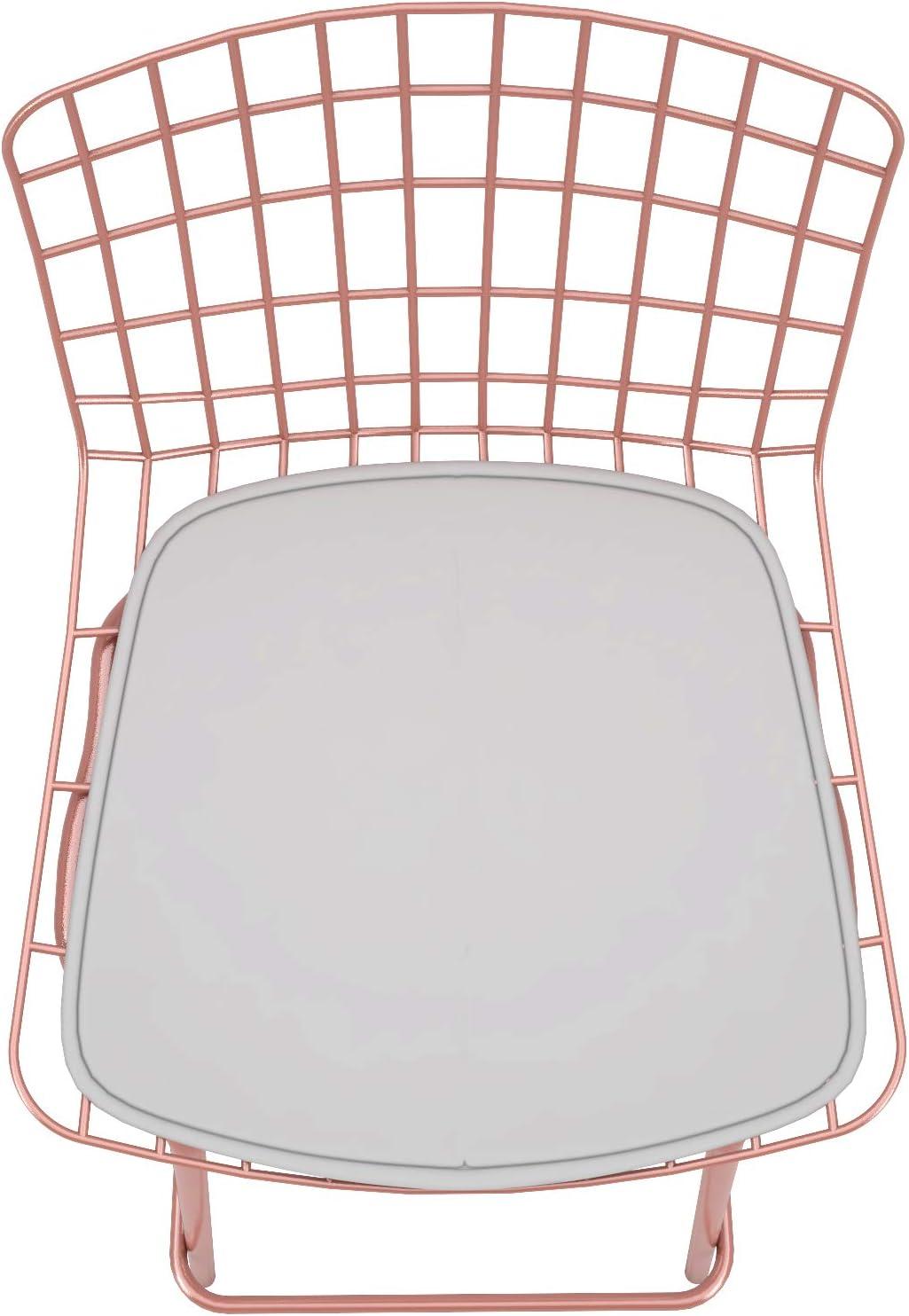 Madeline 41.73" Barstool with Seat Cushion in Rose Pink Gold and White