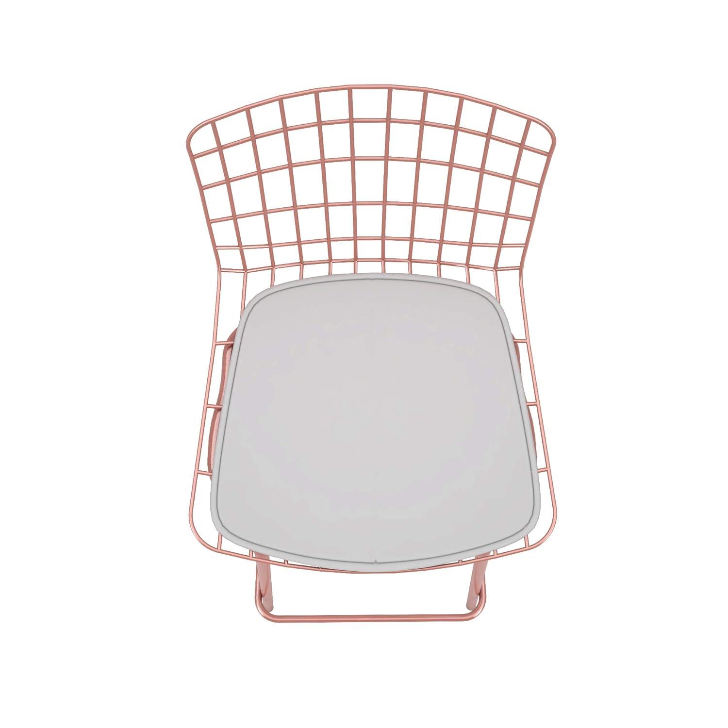 Madeline 41.73" Barstool with Seat Cushion in Rose Pink Gold and White