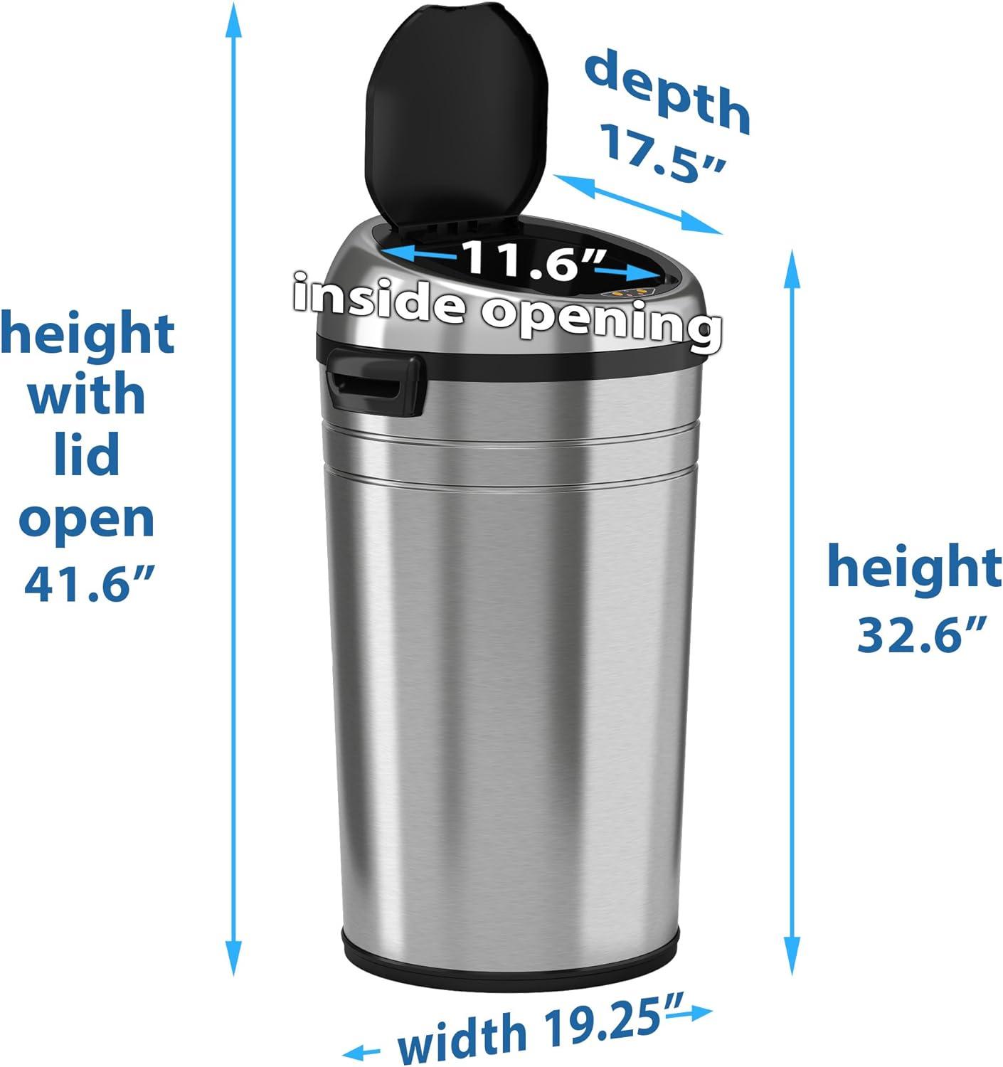 iTouchless Rolling Sensor Kitchen Trash Can with Wheels and AbsorbX Odor Filter 23 Gallon Silver Stainless Steel