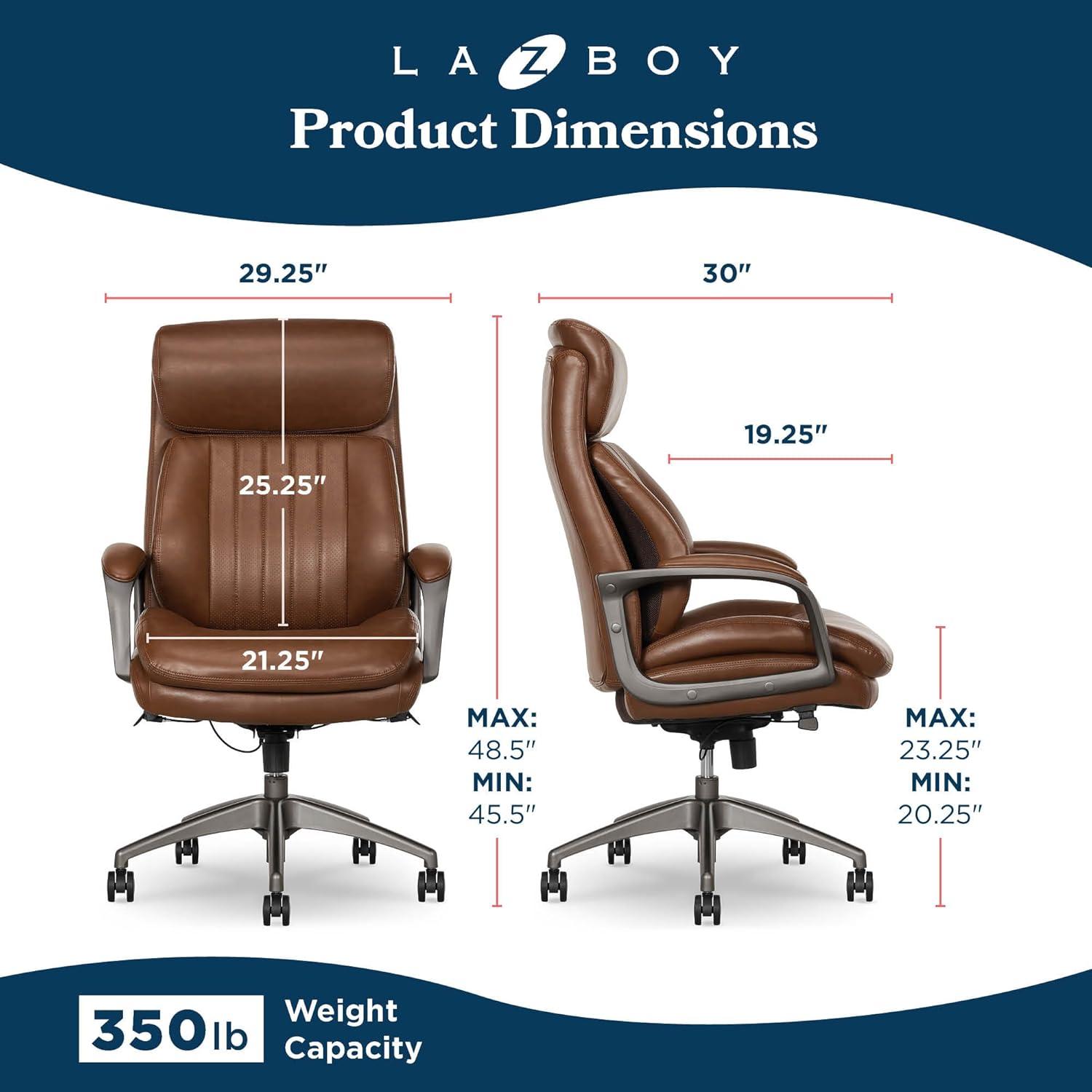La-Z-Boy La-Z-Boy® Nova Executive Office Chair, Patented AIR Ergonomic Support Technology®, High-Back Premium Comfort & Support, Vegan PU Leather