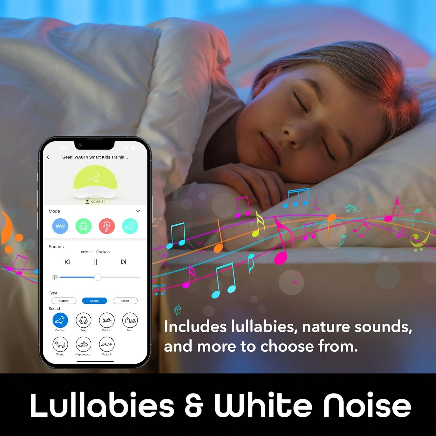 Geeni Smart Plug-in Baby White Noise Machine with RGB Night Light