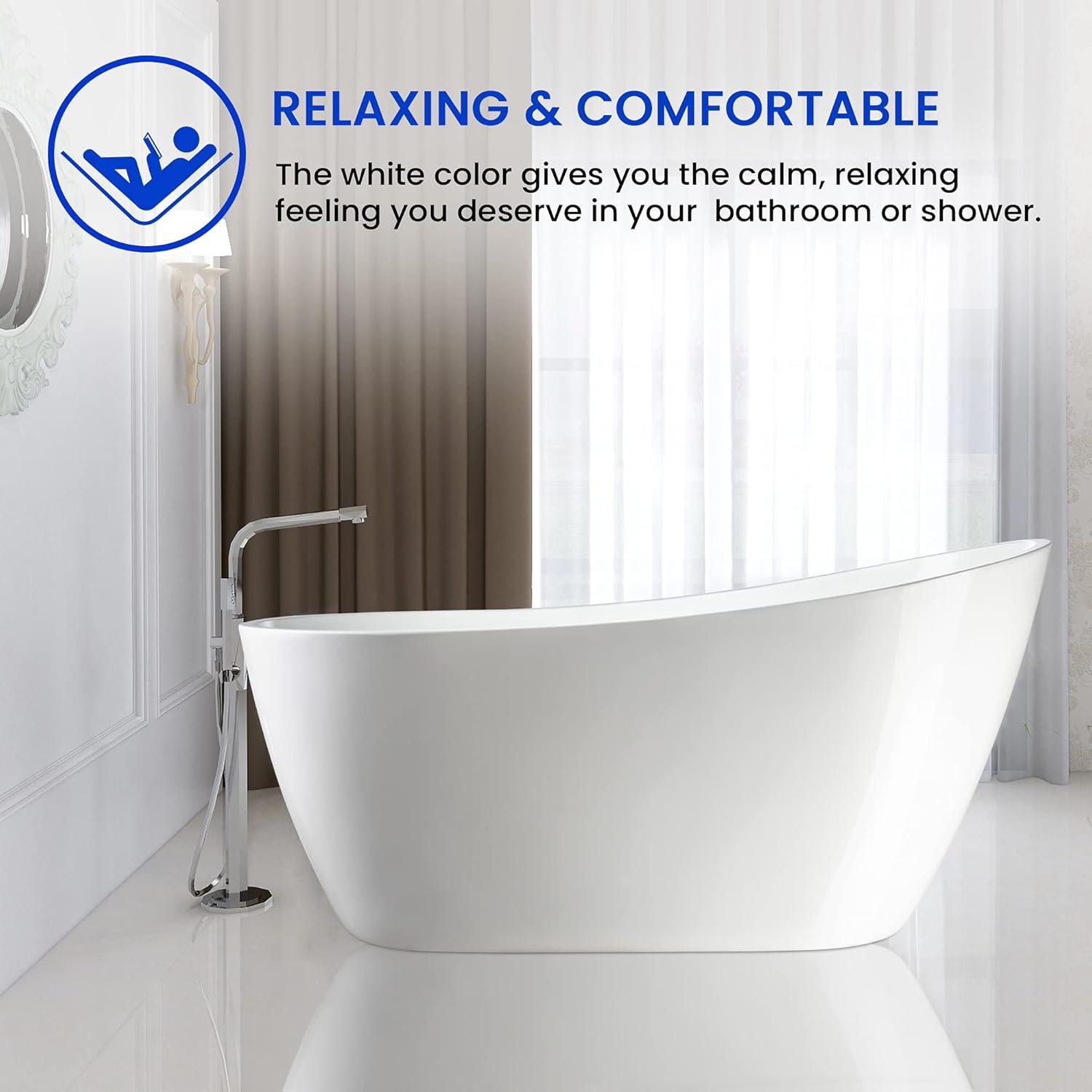 Maya 55" x 28" Freestanding Soaking Acrylic Bathtub