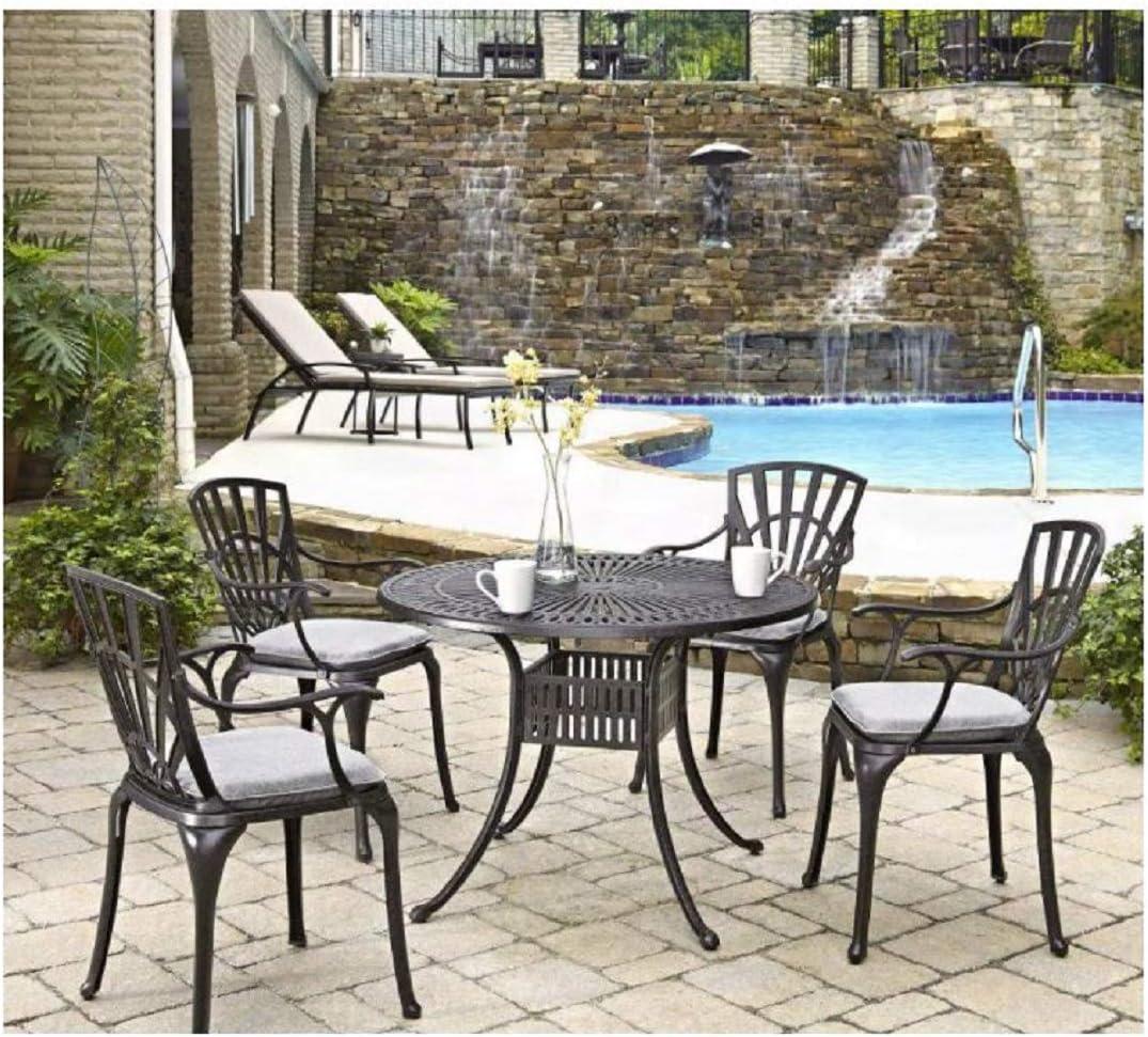 Homestyles Grenada Aluminum Outdoor Chair Pair in Charcoal