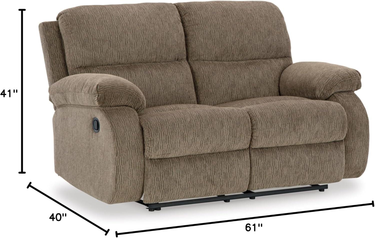 Light Brown Oak Fabric Manual Reclining Loveseat