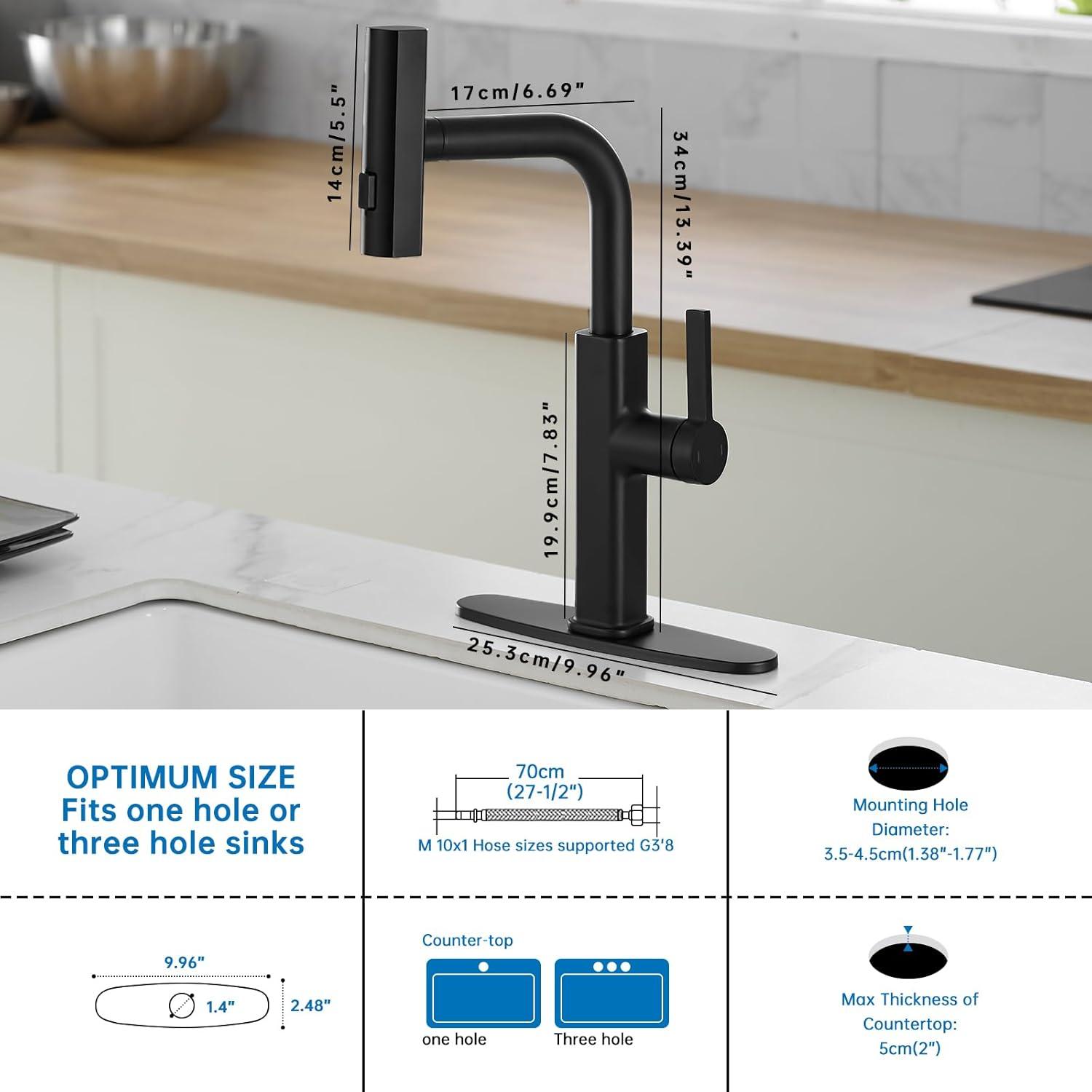 Kitchen Faucets With Pull Down Sprayer Matte Black Waterfall Rv Kitchen Sink Faucet With Sprayer 3-Mode Commercial High Arc Single Hole Or 3 Hole Stainless Steel Laundry Faucet With 360° Swivel