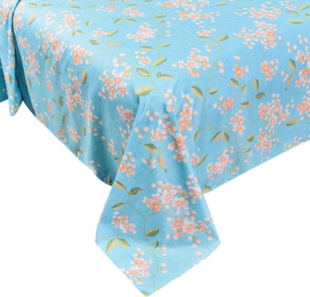 Blue Sakura Floral Queen Microfiber Deep Pocket Sheet Set