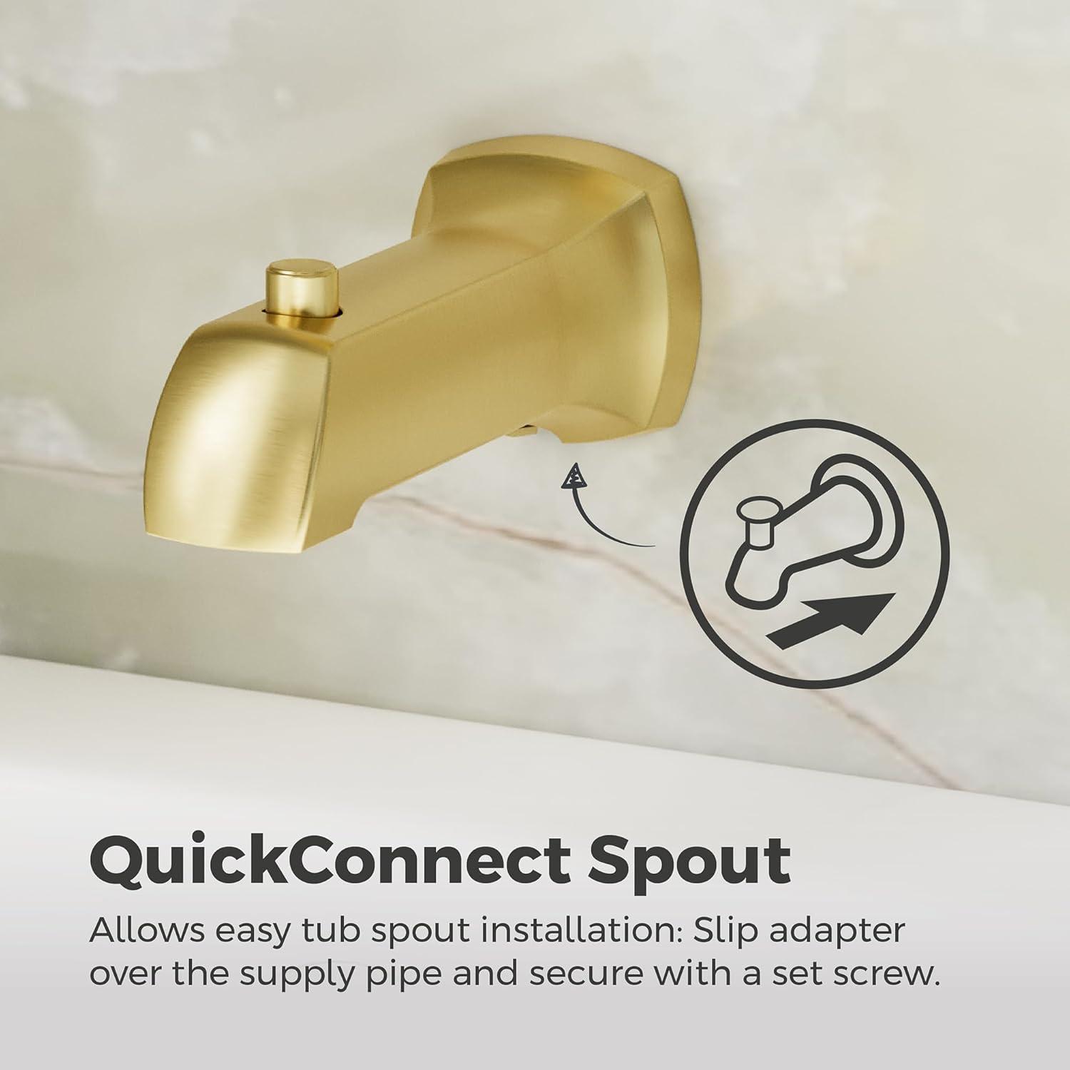Vaneri Brushed Gold Square Wall Mounted Bathtub and Shower Faucet