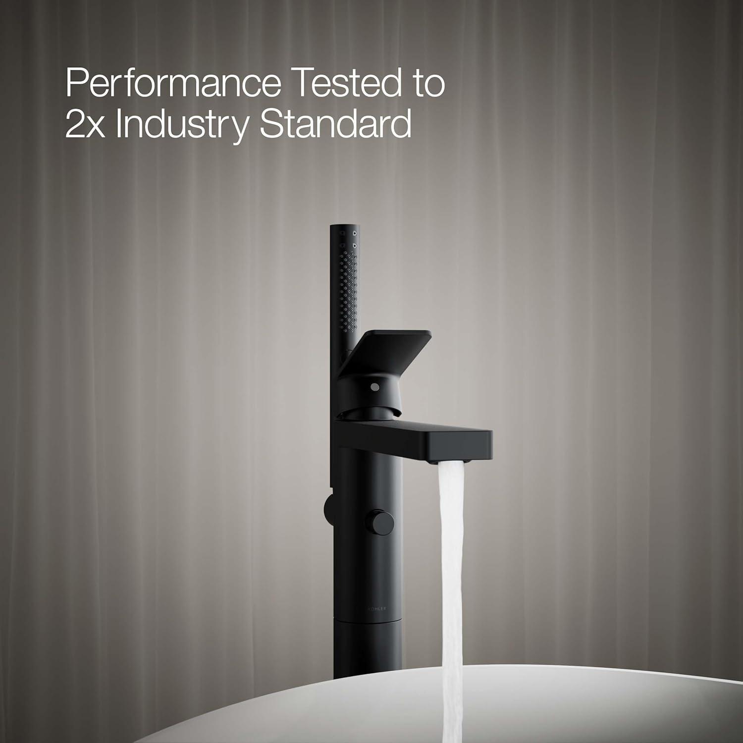 Parallel Floor-Mount Bath Filler Trim With Handshower